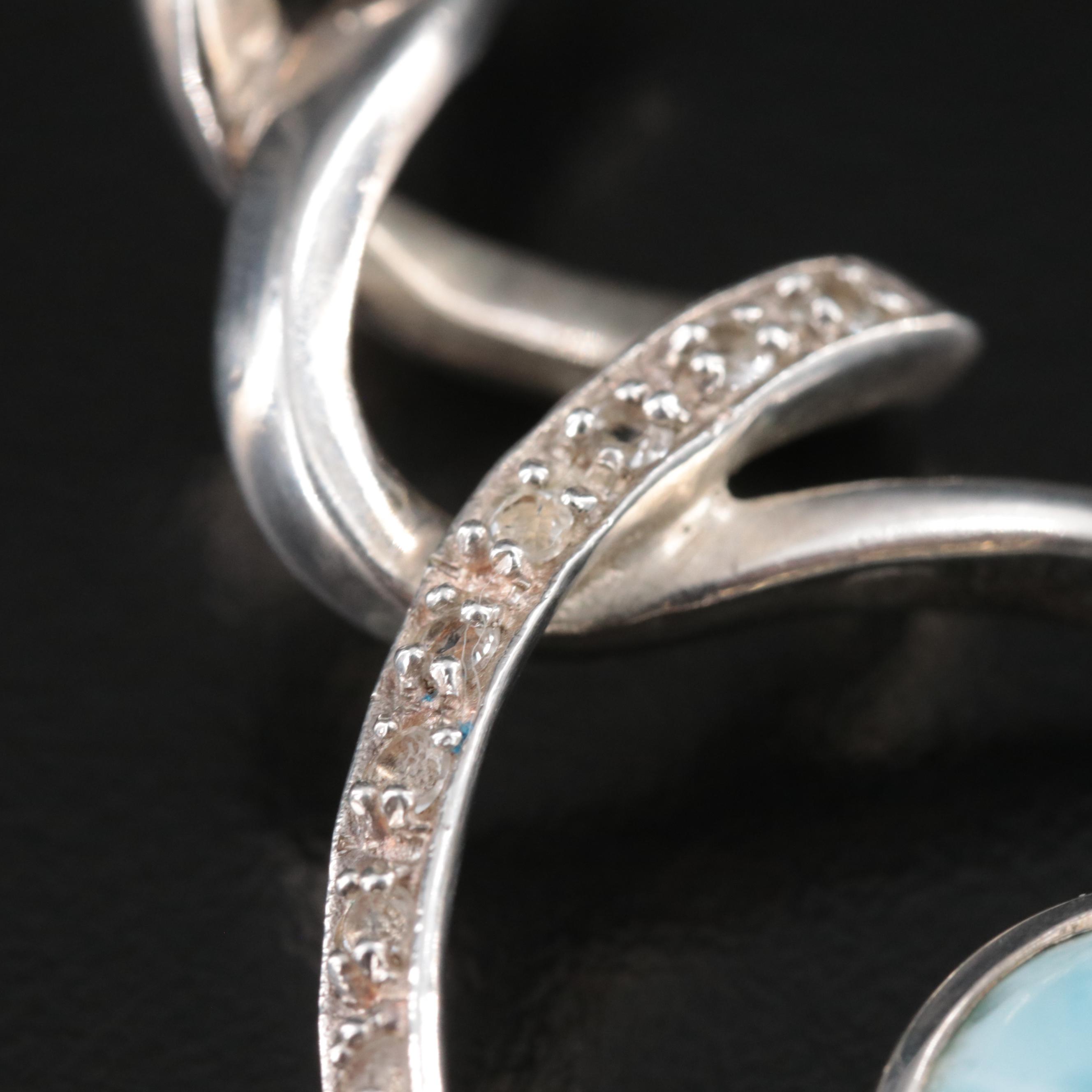 Sterling Larimar and White Topaz Pendant Necklace