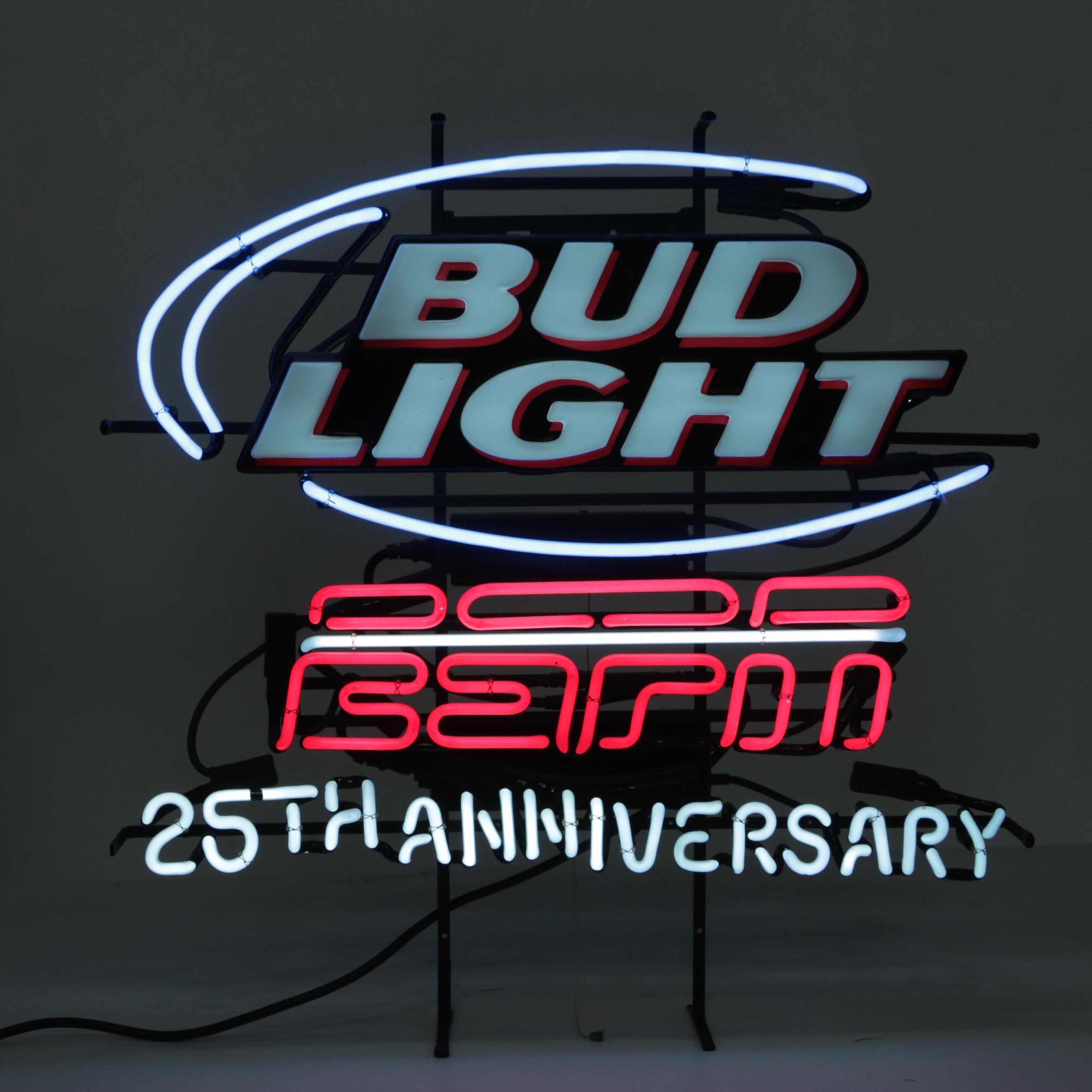 Bud Light ESPN 25th Anniversary Neon Advertising Sign, 2003