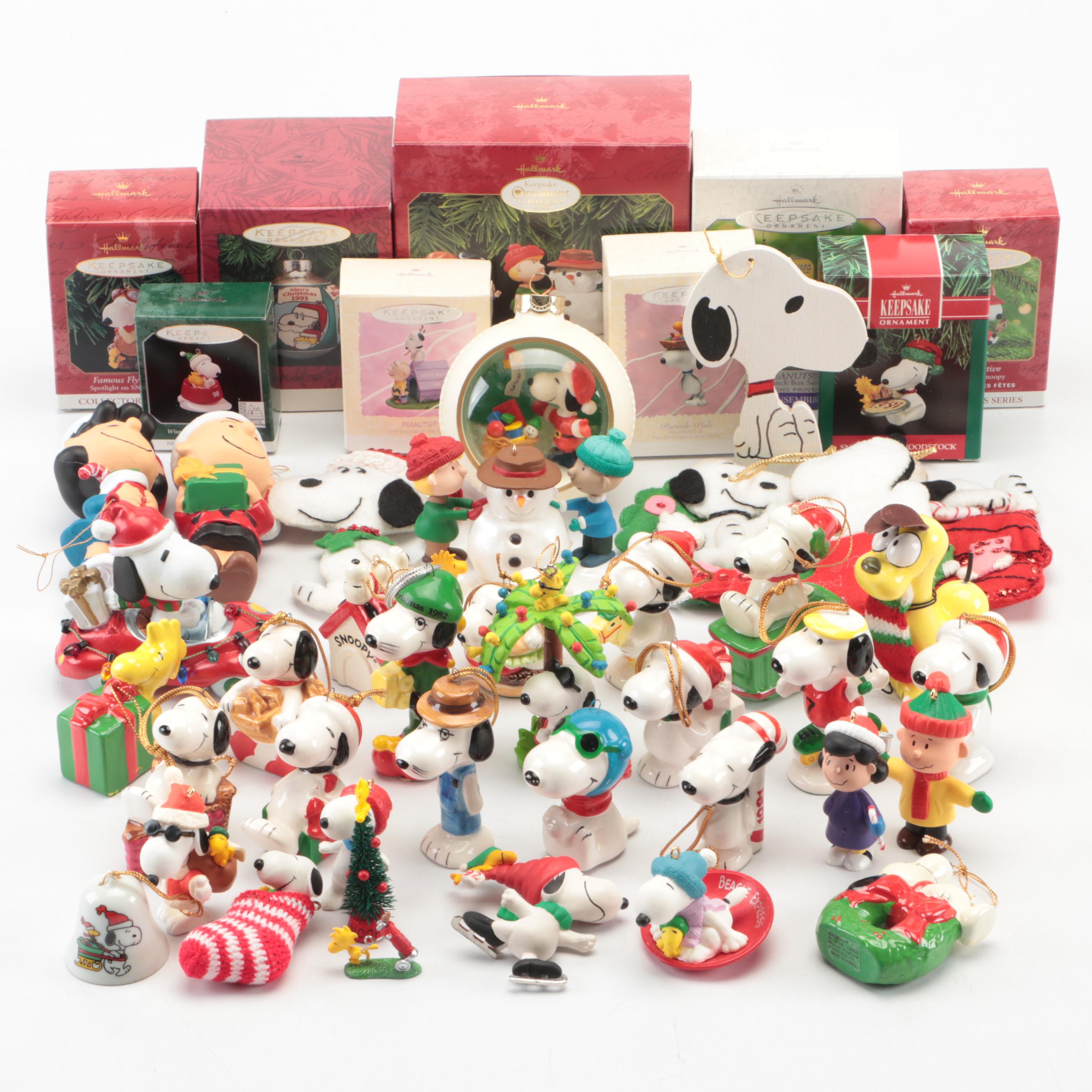 Peanuts and Snoopy Themed Christmas Ornaments Including Hallmark