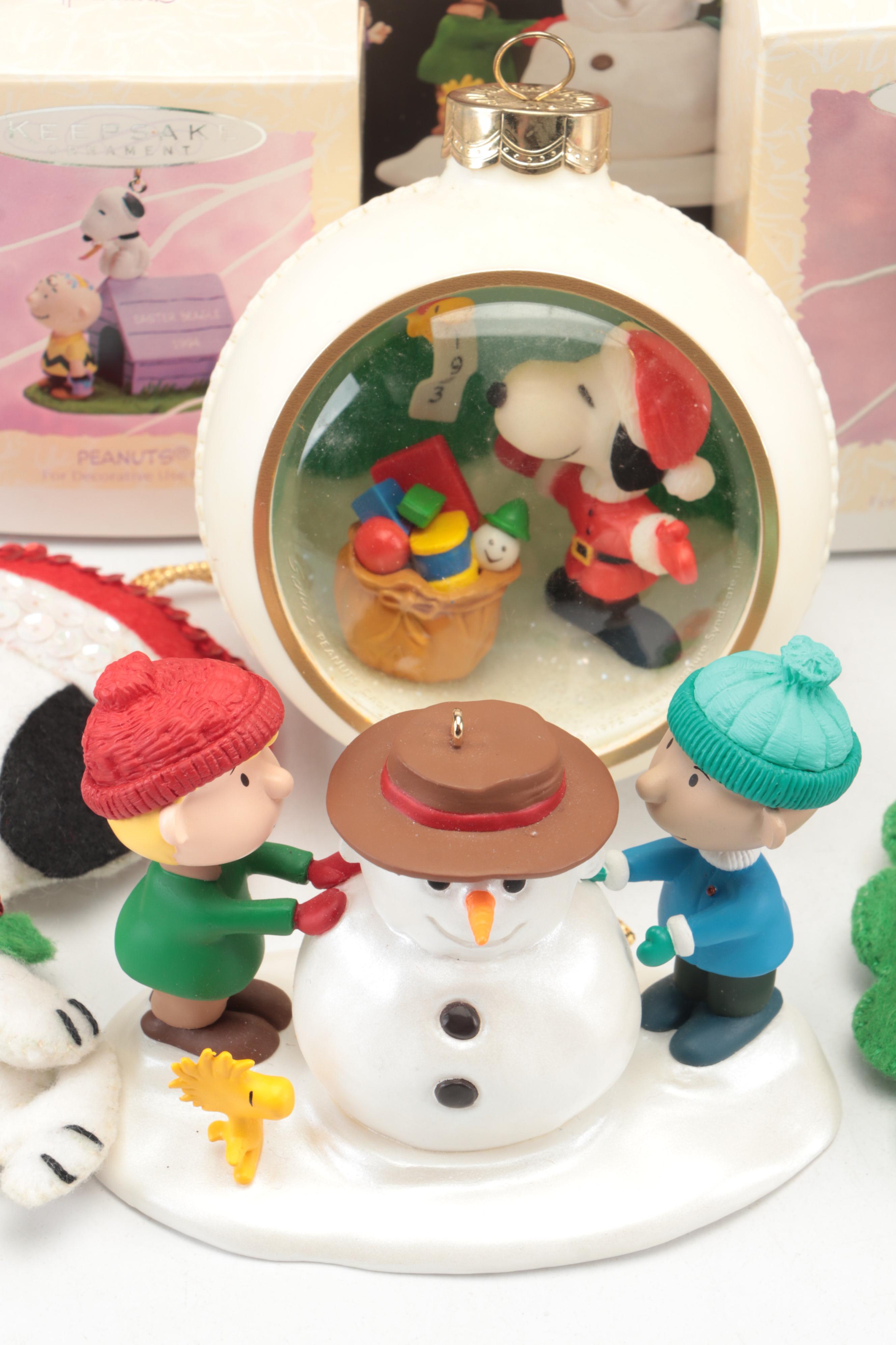 Peanuts and Snoopy Themed Christmas Ornaments Including Hallmark