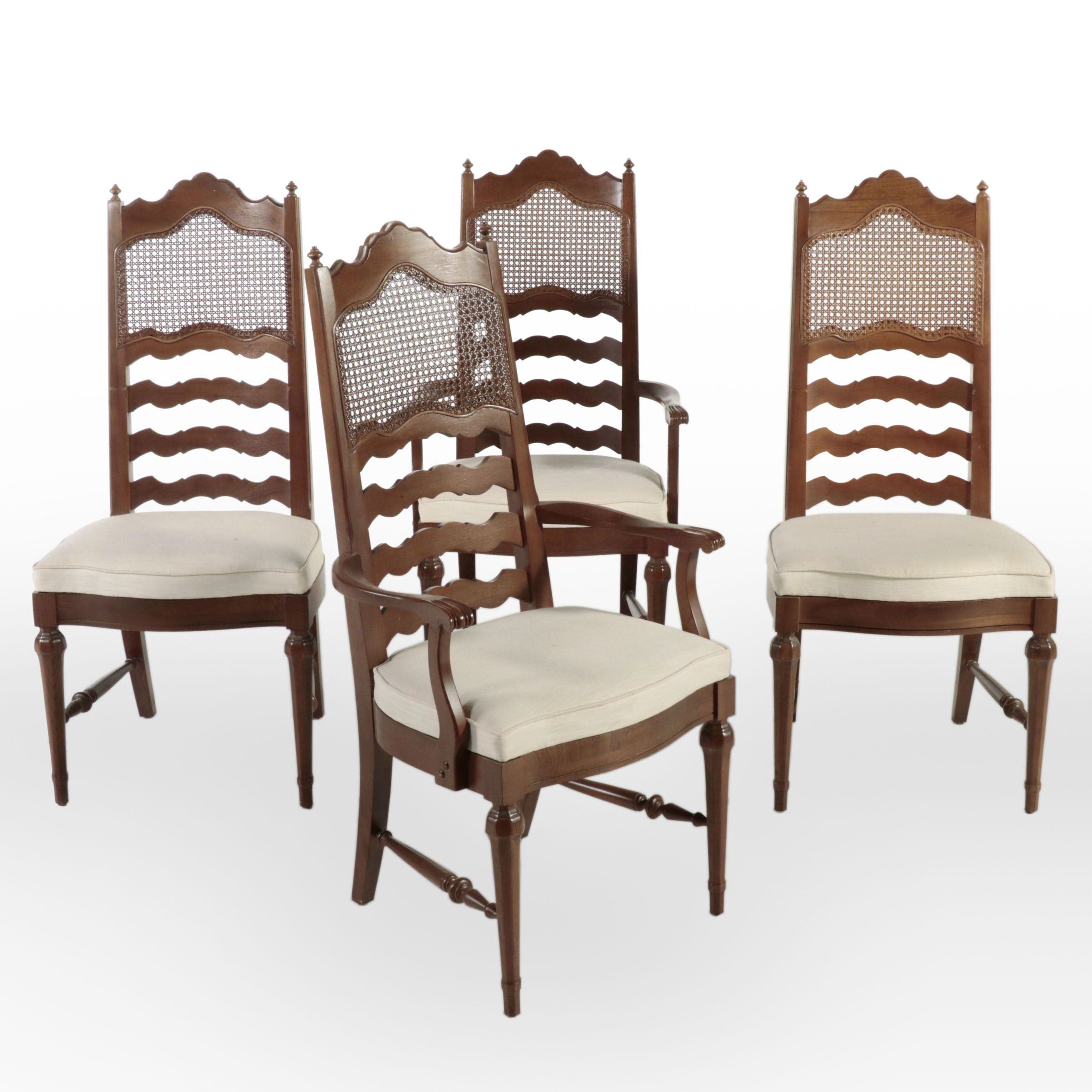 Four-Piece Blowing Rock Chair Co. French Provincial Style Pecan Dining Chairs