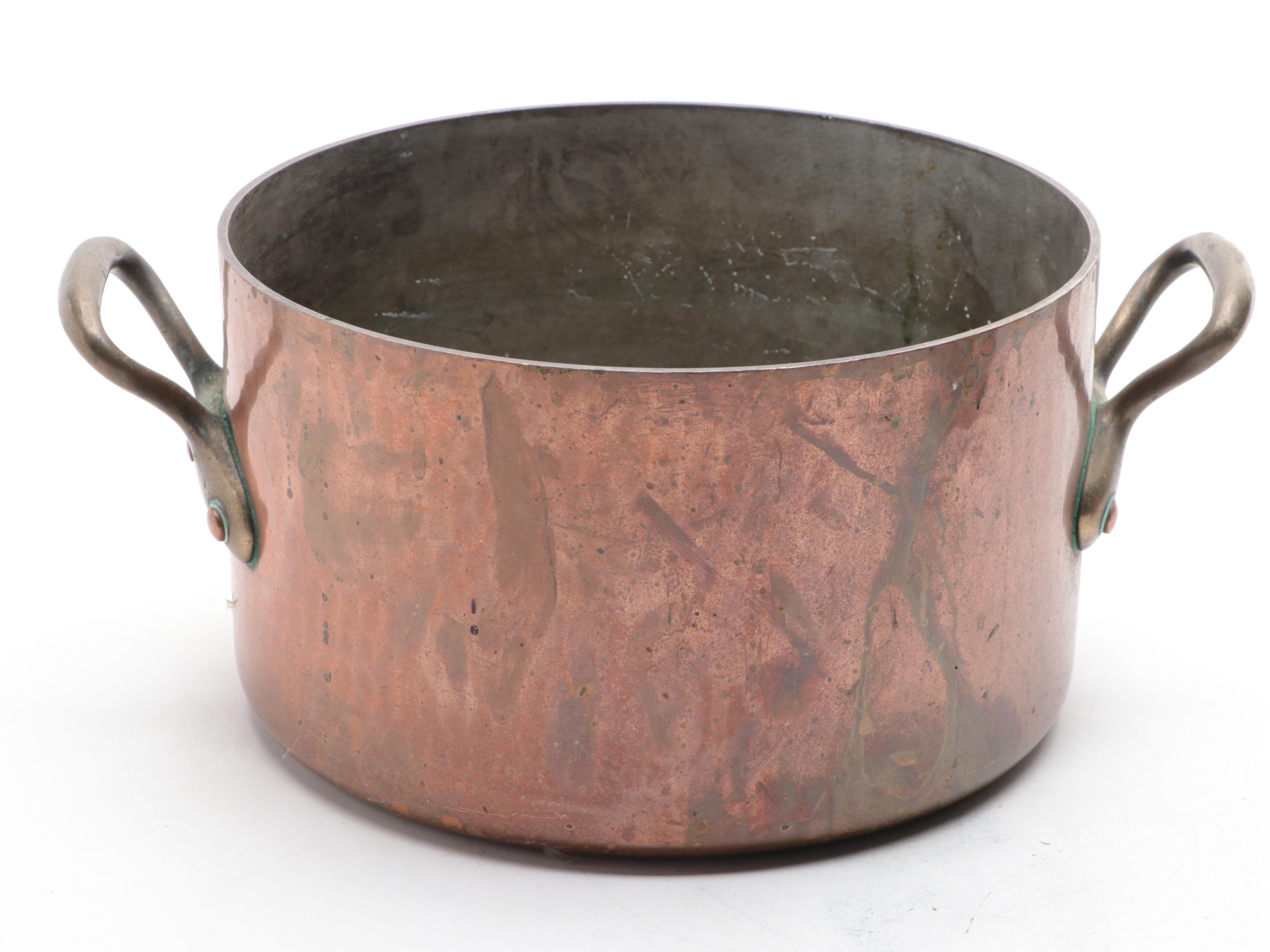 CopRChef and Other Copper Pot with Brass Handles, 20th Century EBTH
