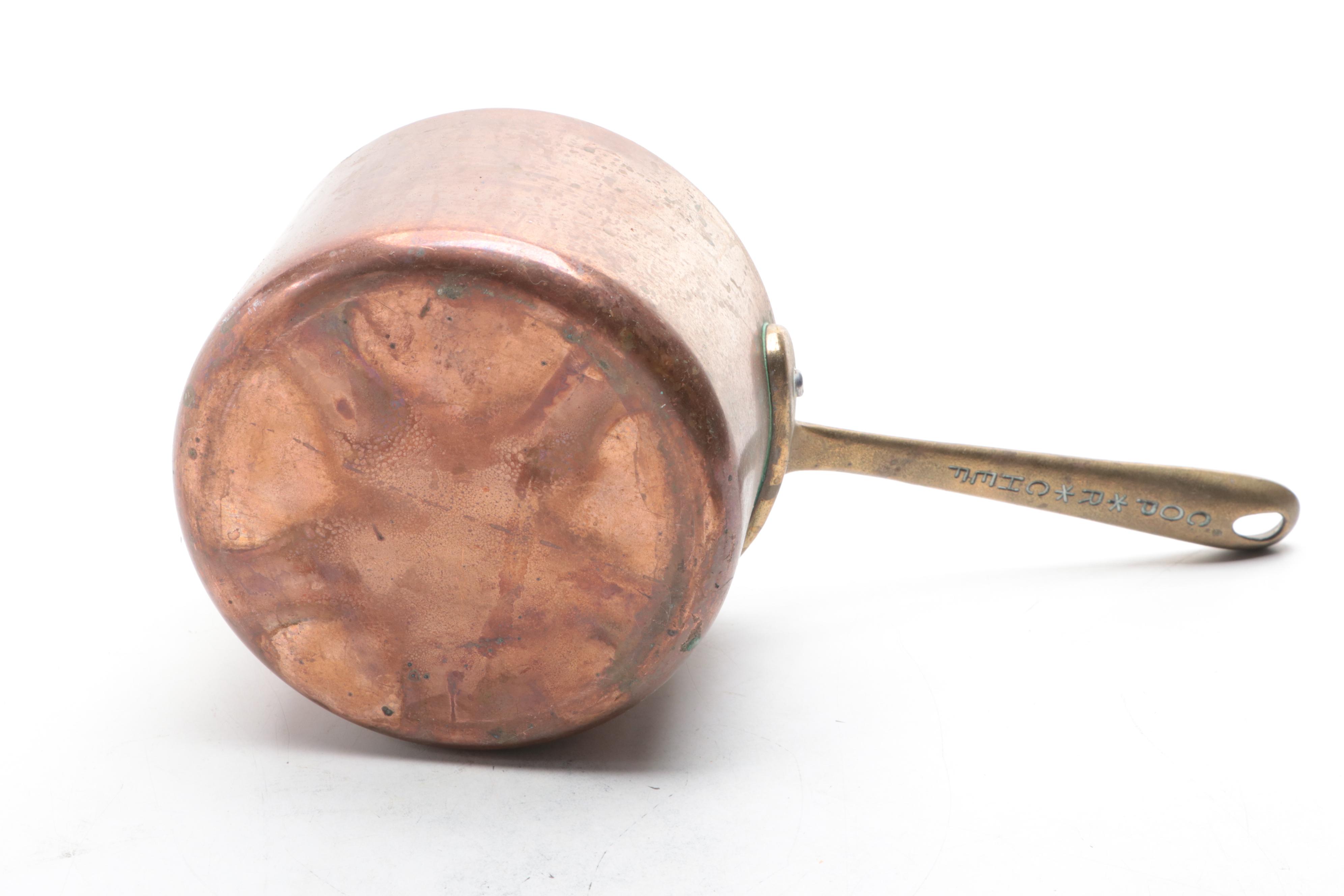 CopRChef and Other Copper Pot with Brass Handles, 20th Century EBTH