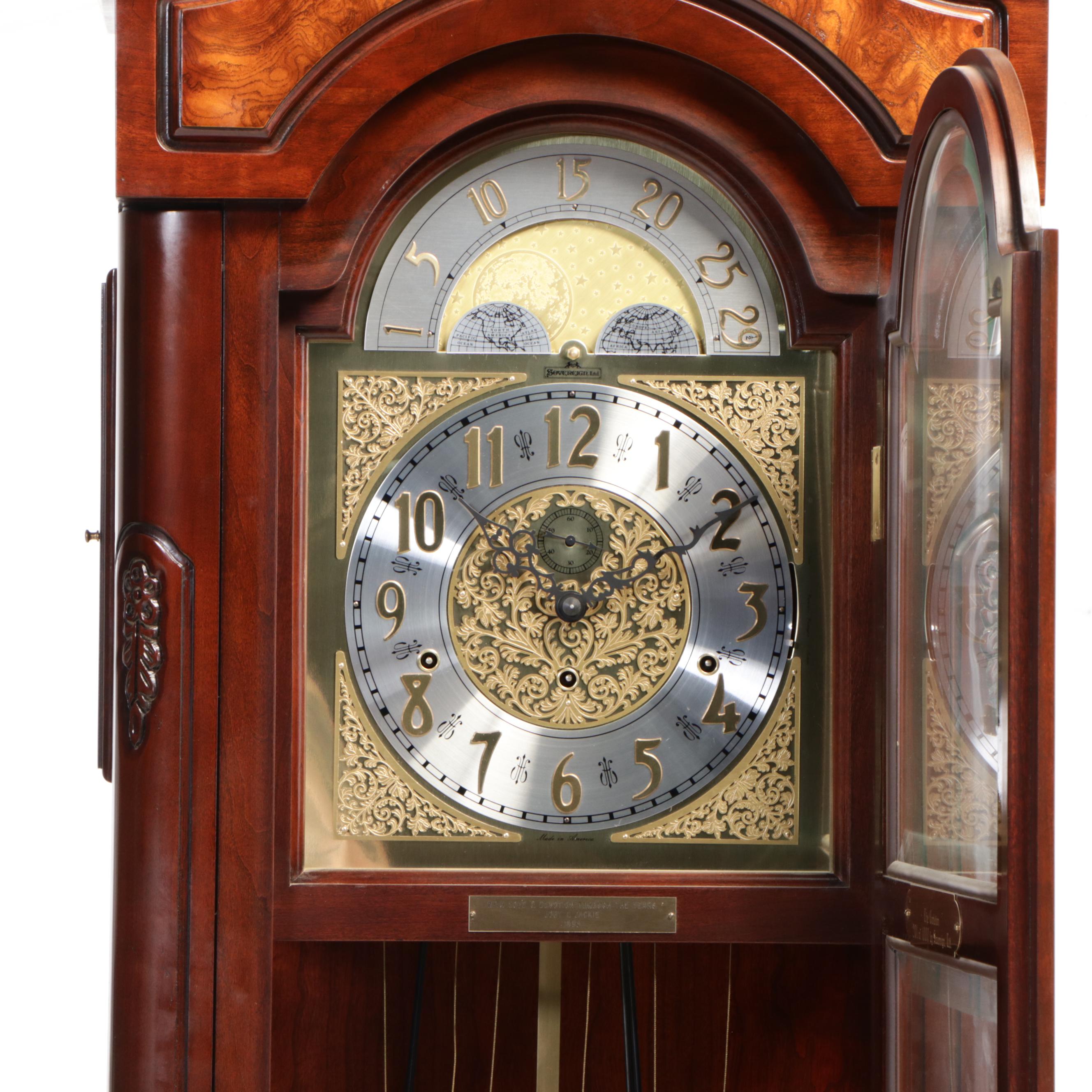 Sovereign Ltd. "Carleton" Cherrywood Grandfather Clock, Late 20th Century