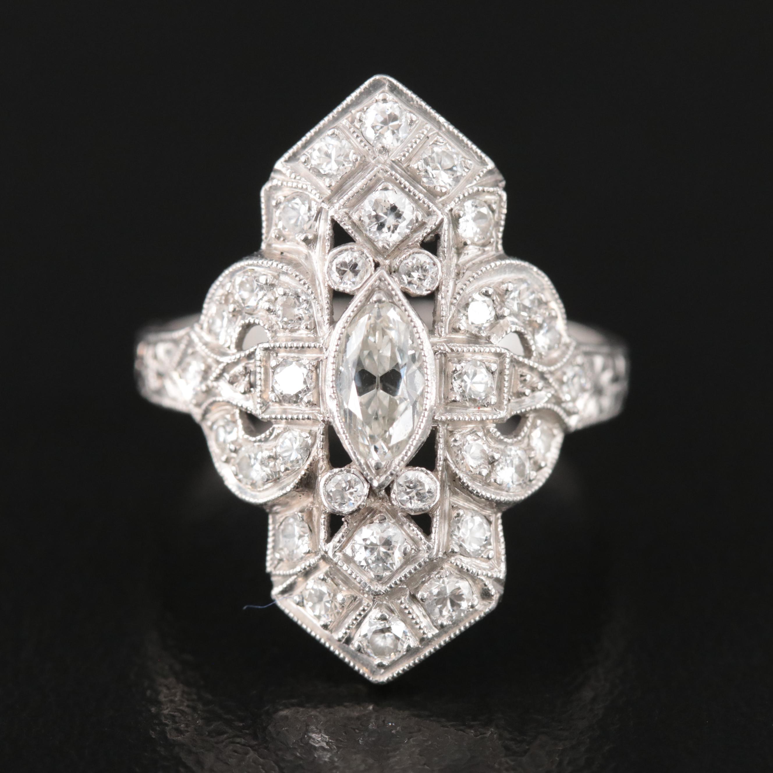 Vintage Platinum 1.01 CTW Diamond Ring