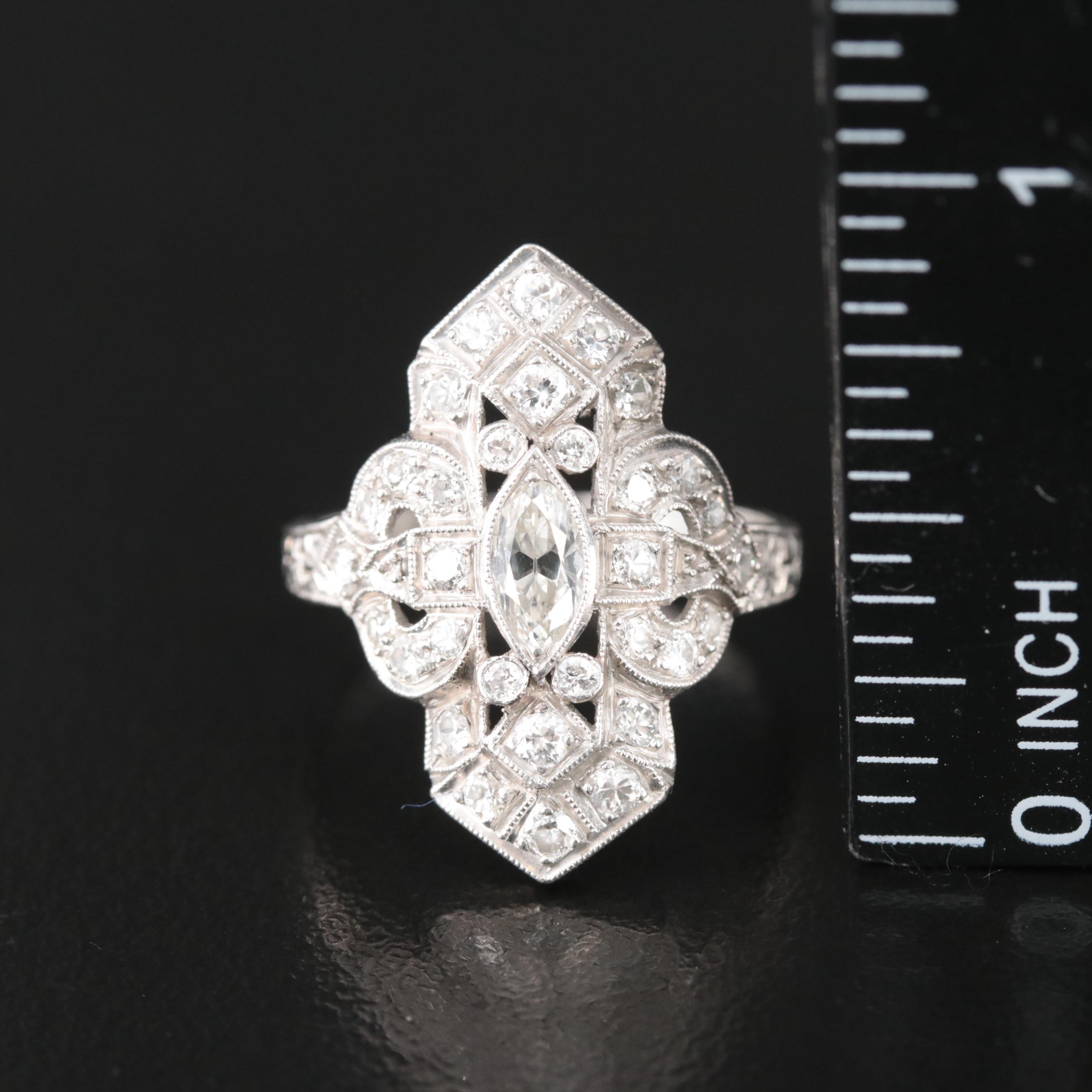 Vintage Platinum 1.01 CTW Diamond Ring