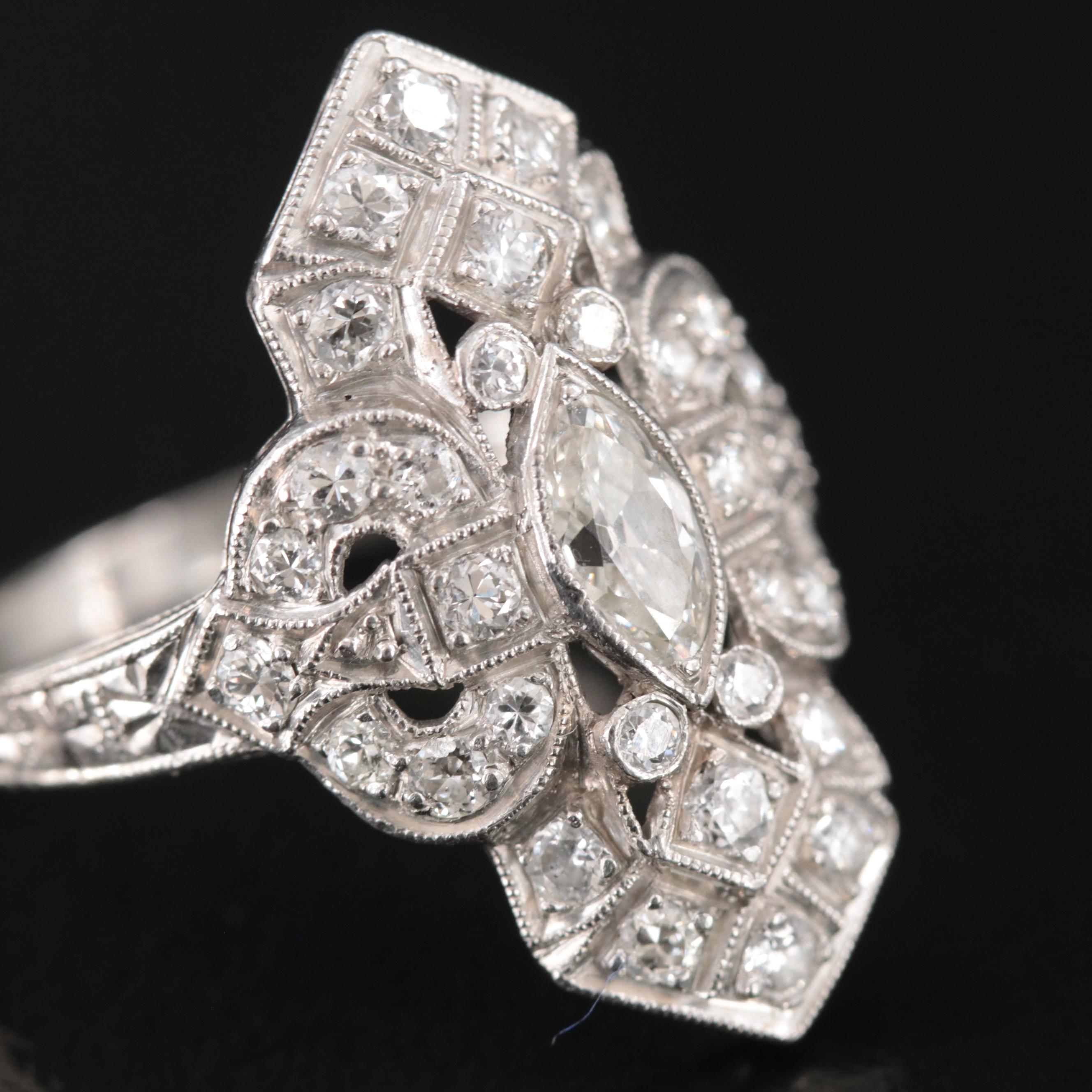 Vintage Platinum 1.01 CTW Diamond Ring