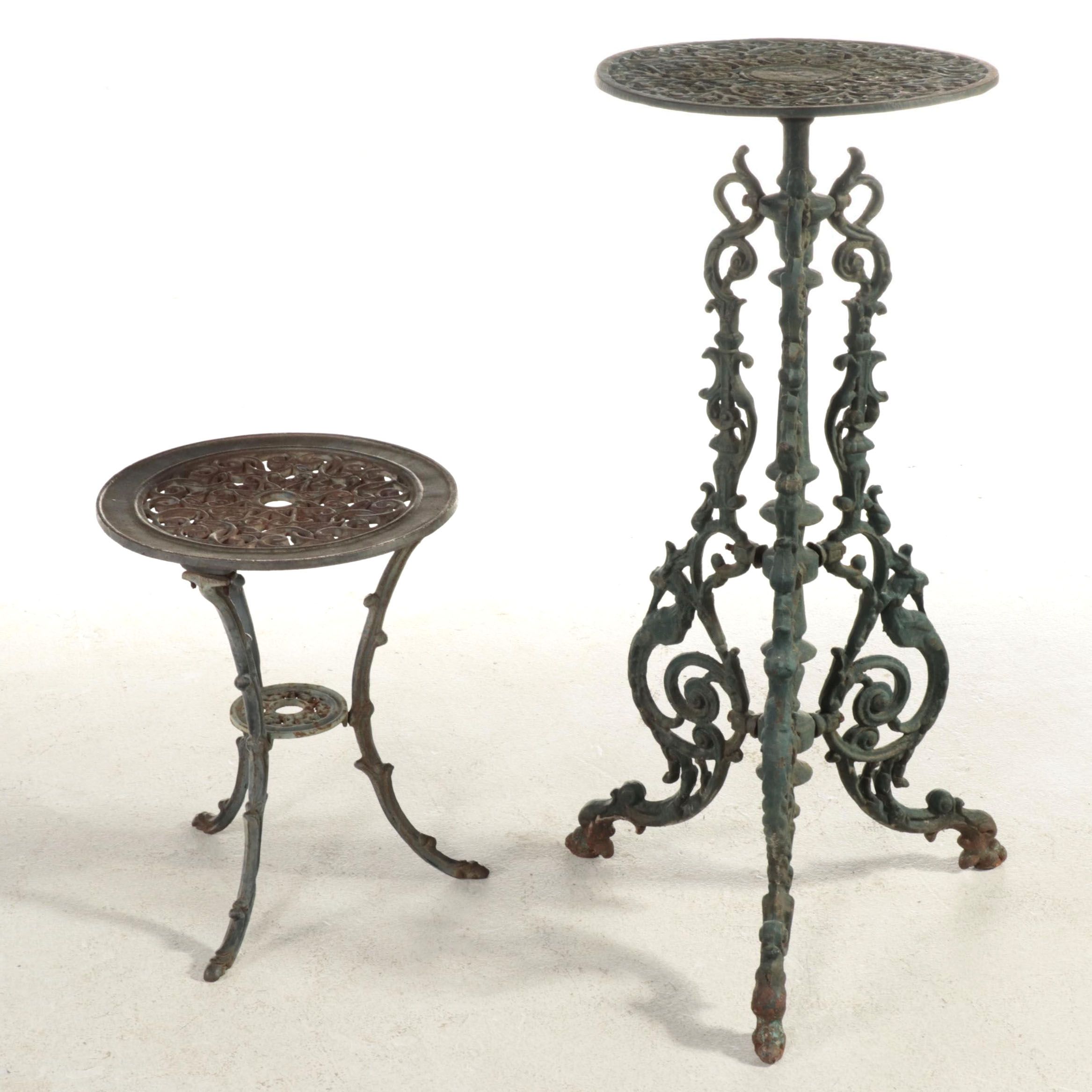 Victorian Style Cast Iron Tall and Short Plant Stands