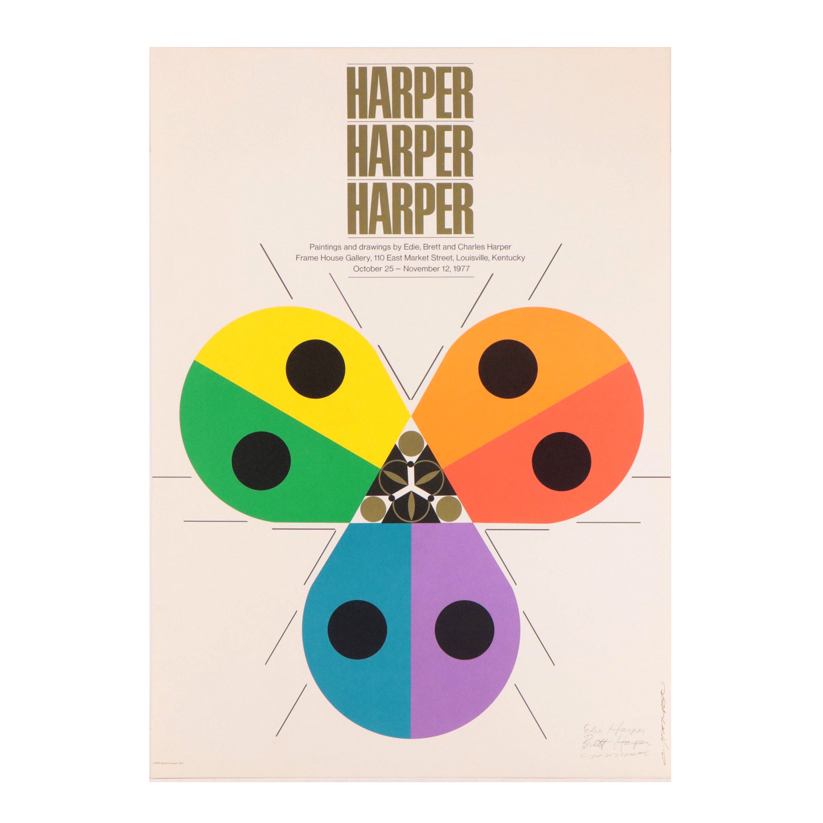 Charley Harper Lithograph Exhibition Poster "Harper, Harper, Harper," 1977