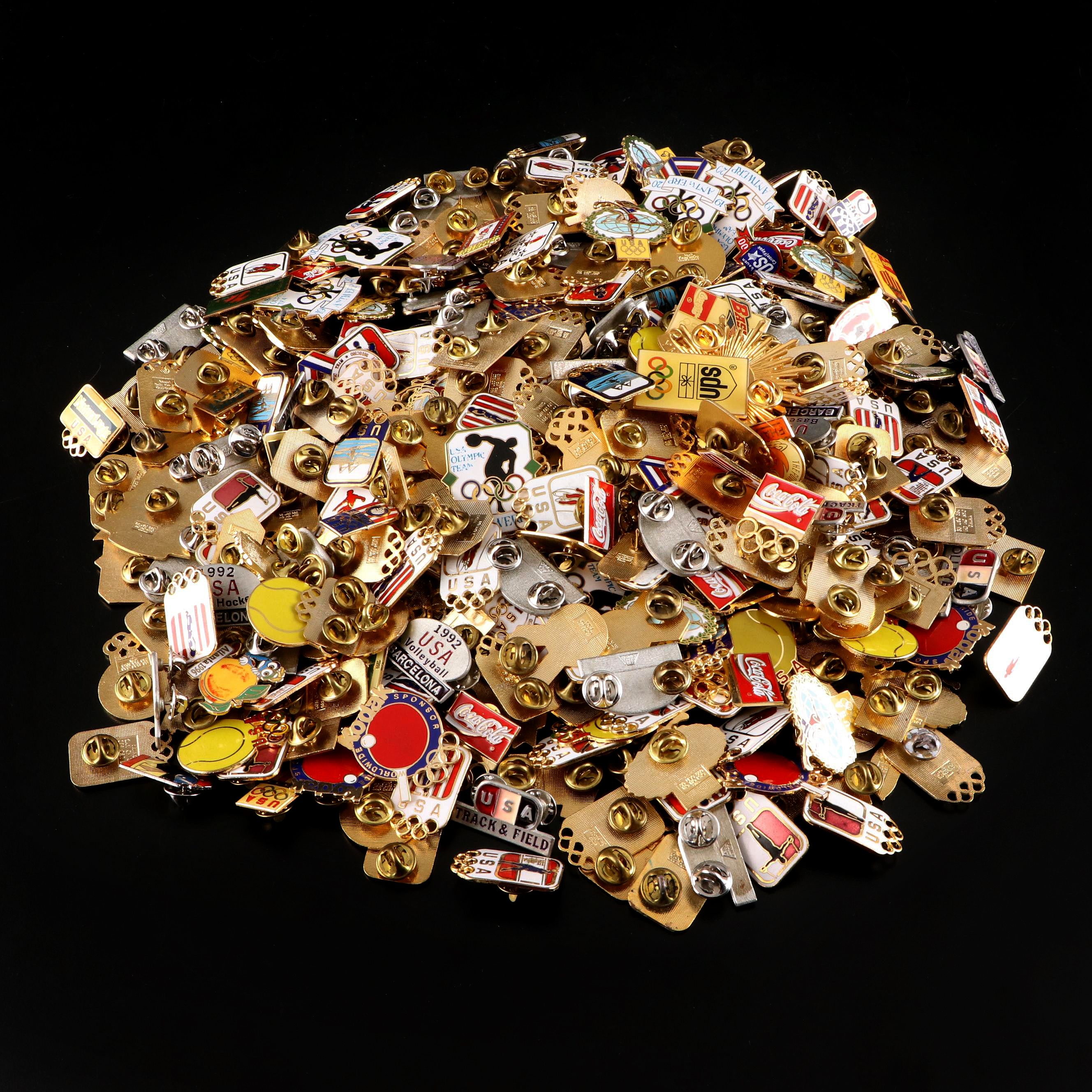 Enameled Brass USA Sports, Coca Cola and More Lapel Pins