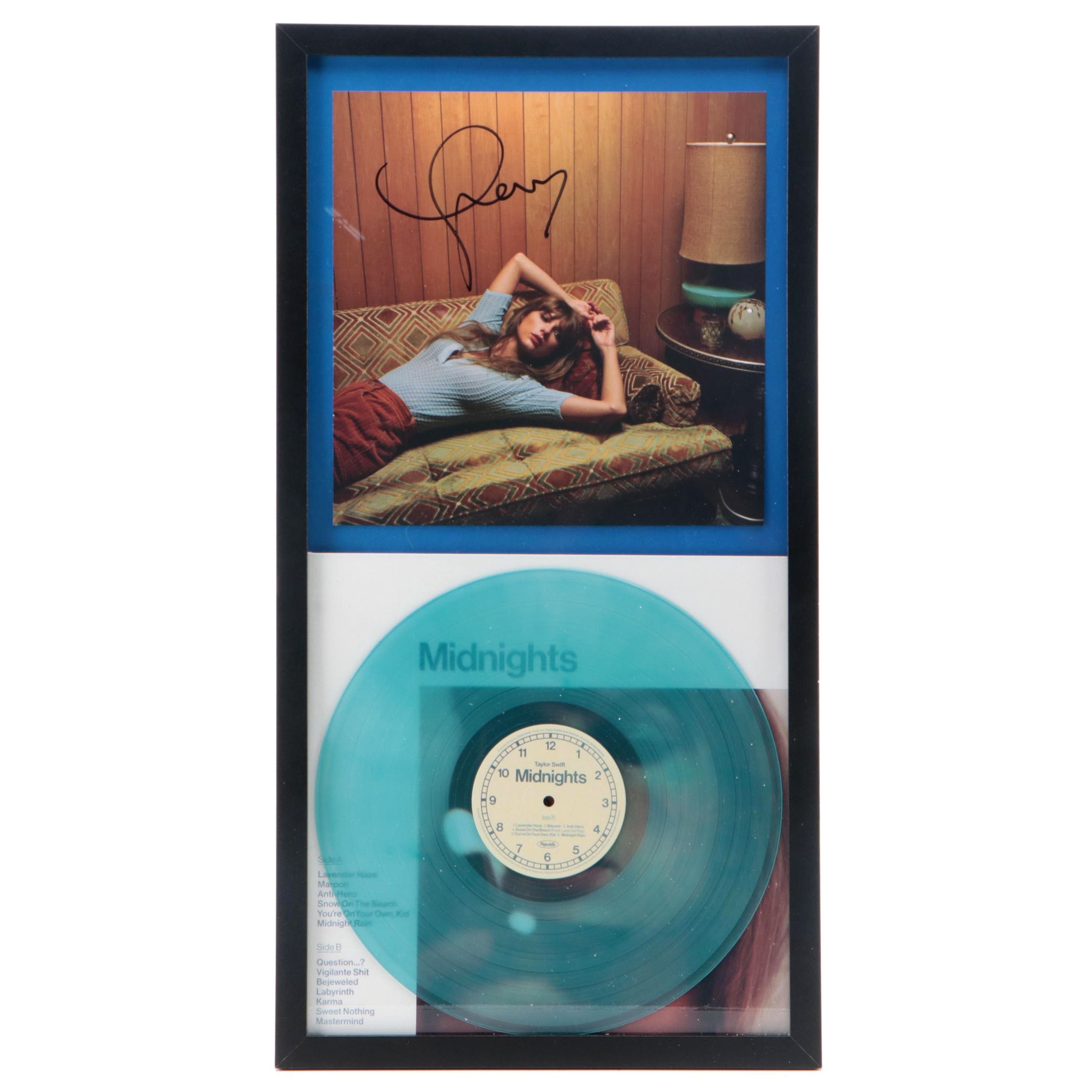 Taylor Swift Signed "Midnights" Vinyl Record Display