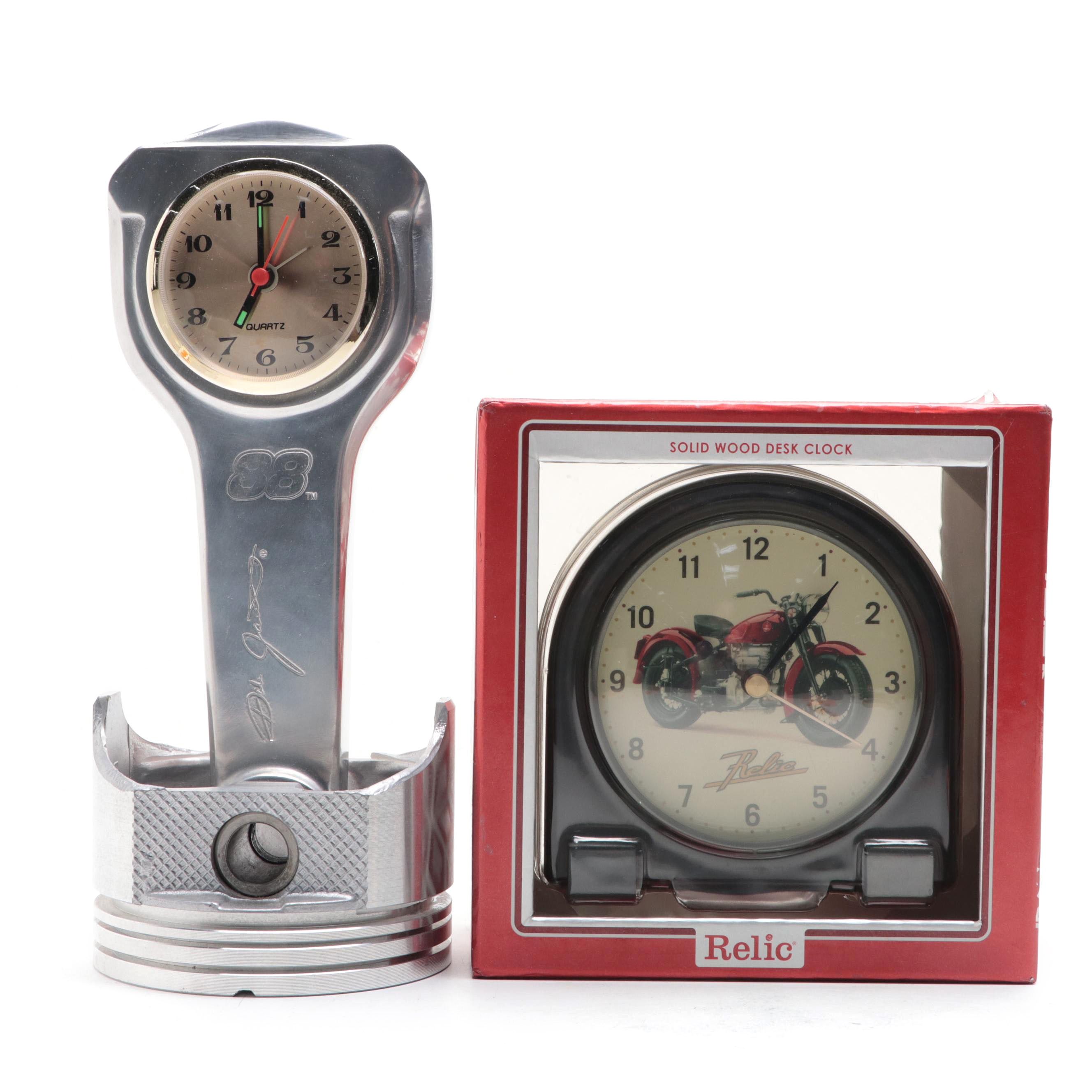 Dale Junior #88 Piston Alarm Clock With Relic Motorcycle Alarm Clock
