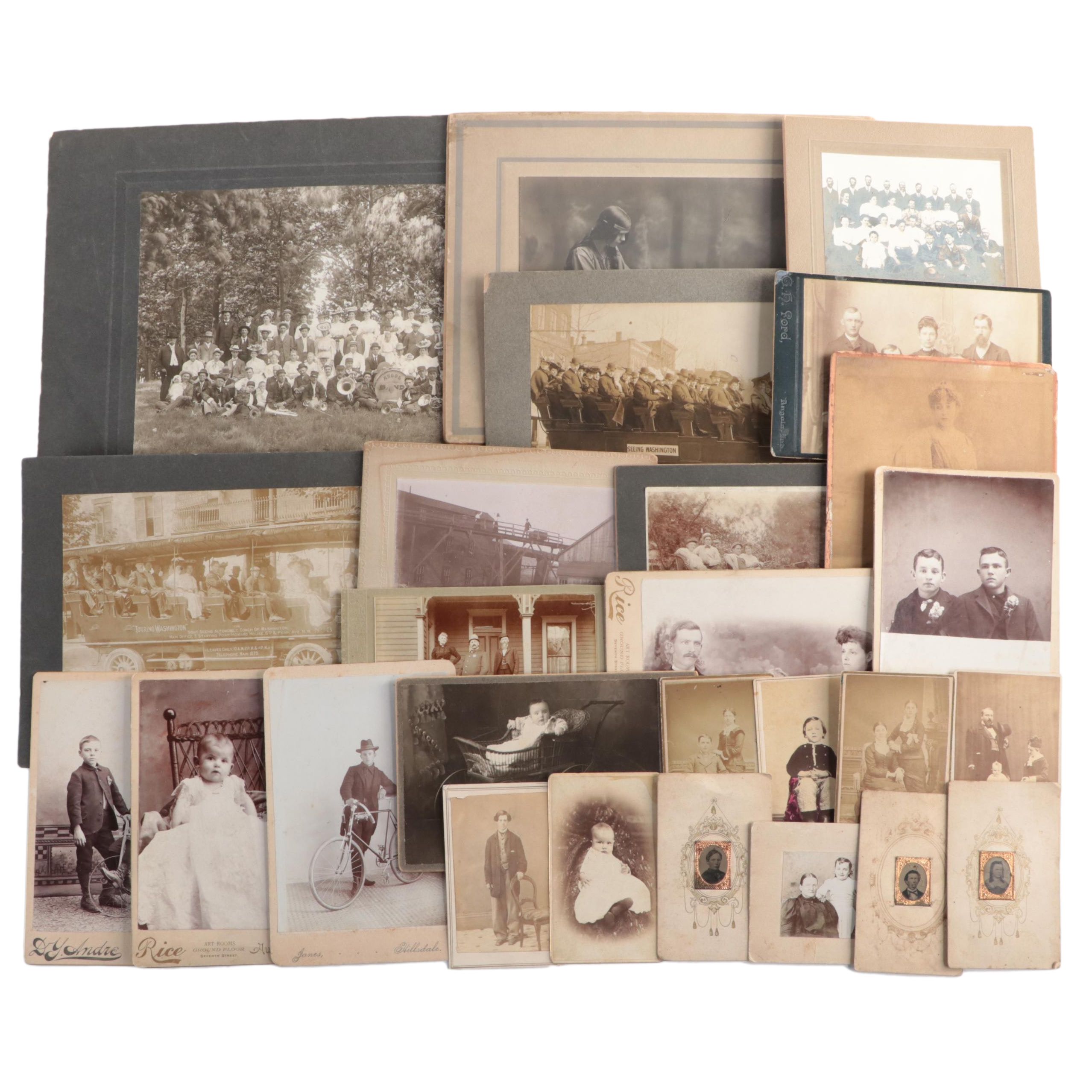 Miniature Tintypes and Other Photographs of Men, Women and Children