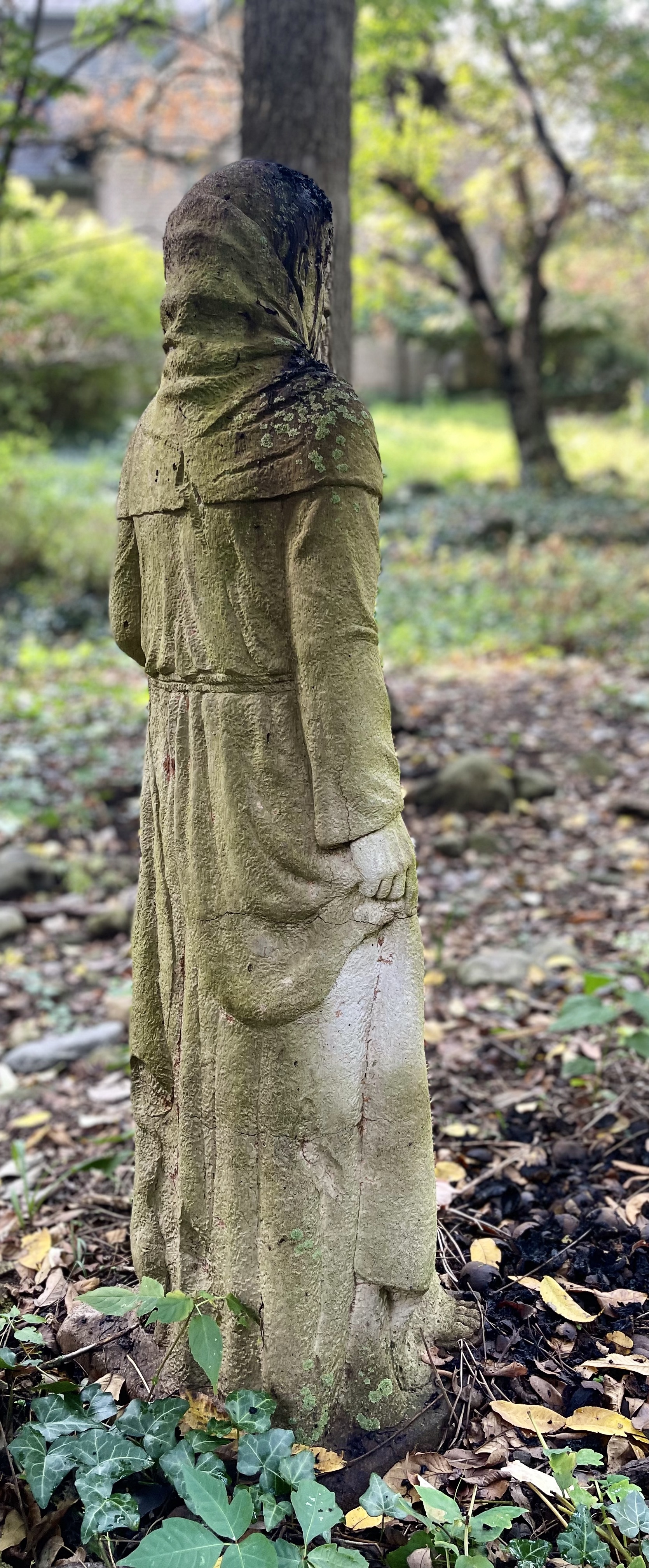 DRT St. Francis of Assisi Concrete Garden Statuary with Walnut Stains
