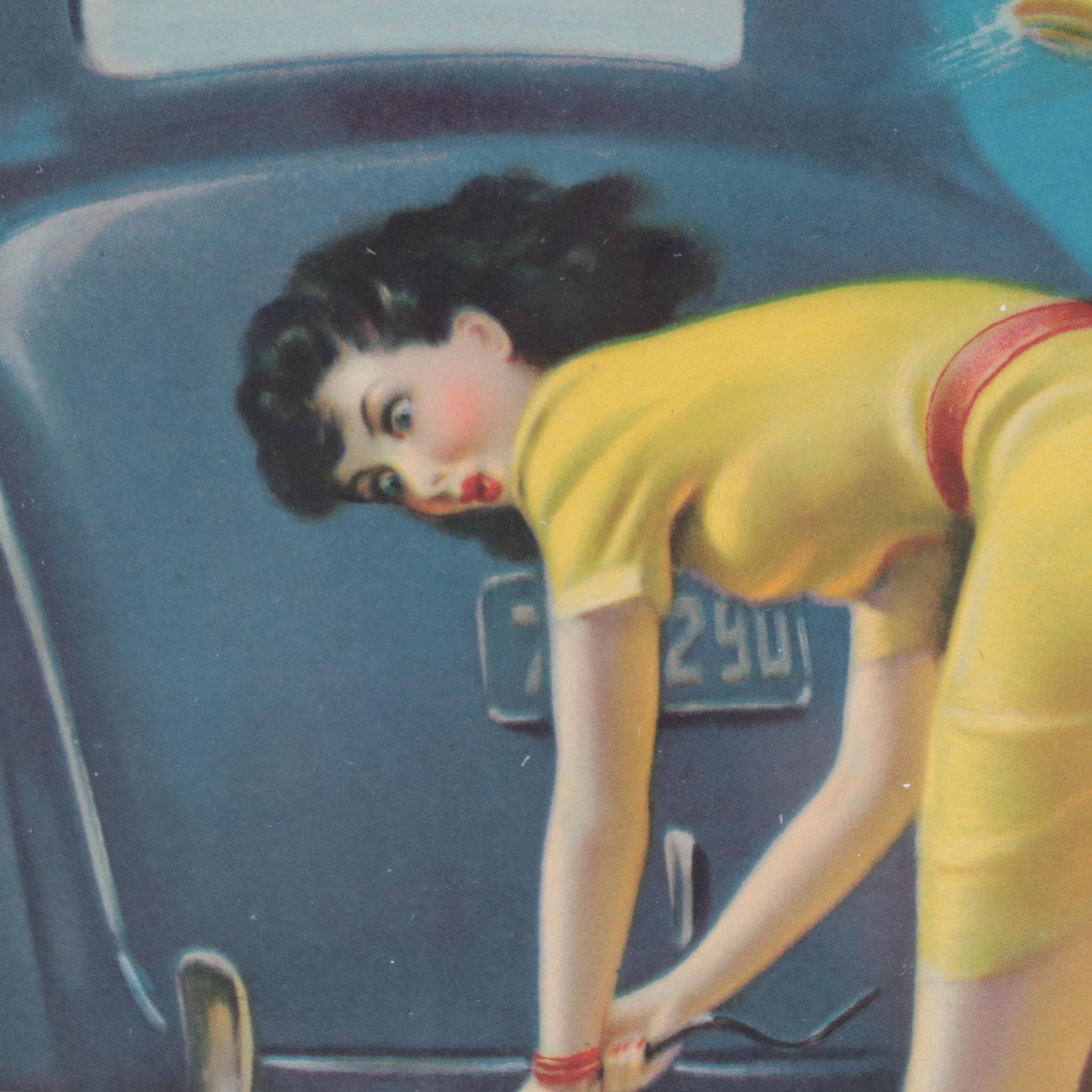 Pin-Up Offset Lithograph After Art Frahm "Double Trouble"