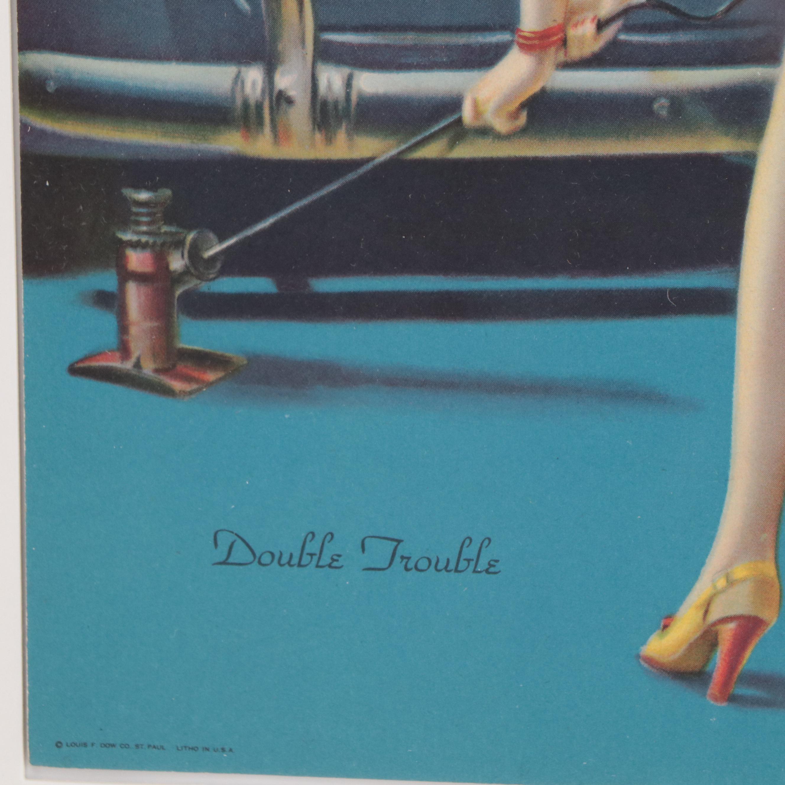 Pin-Up Offset Lithograph After Art Frahm "Double Trouble"