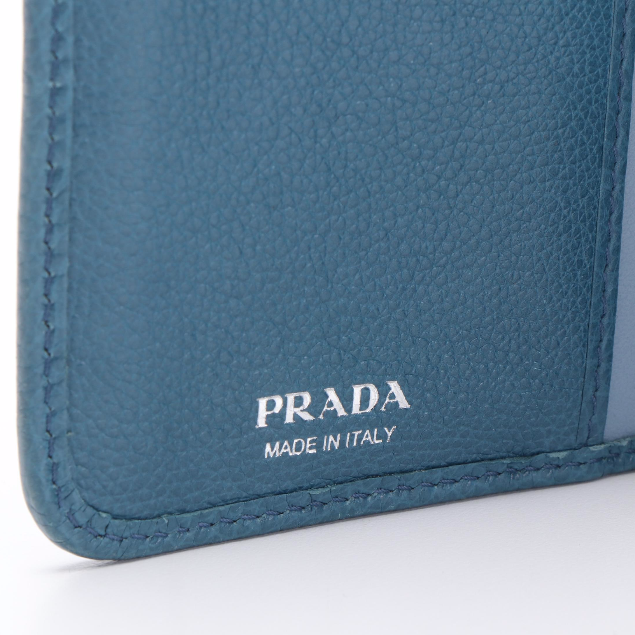 Prada French Wallet in Blue Leather