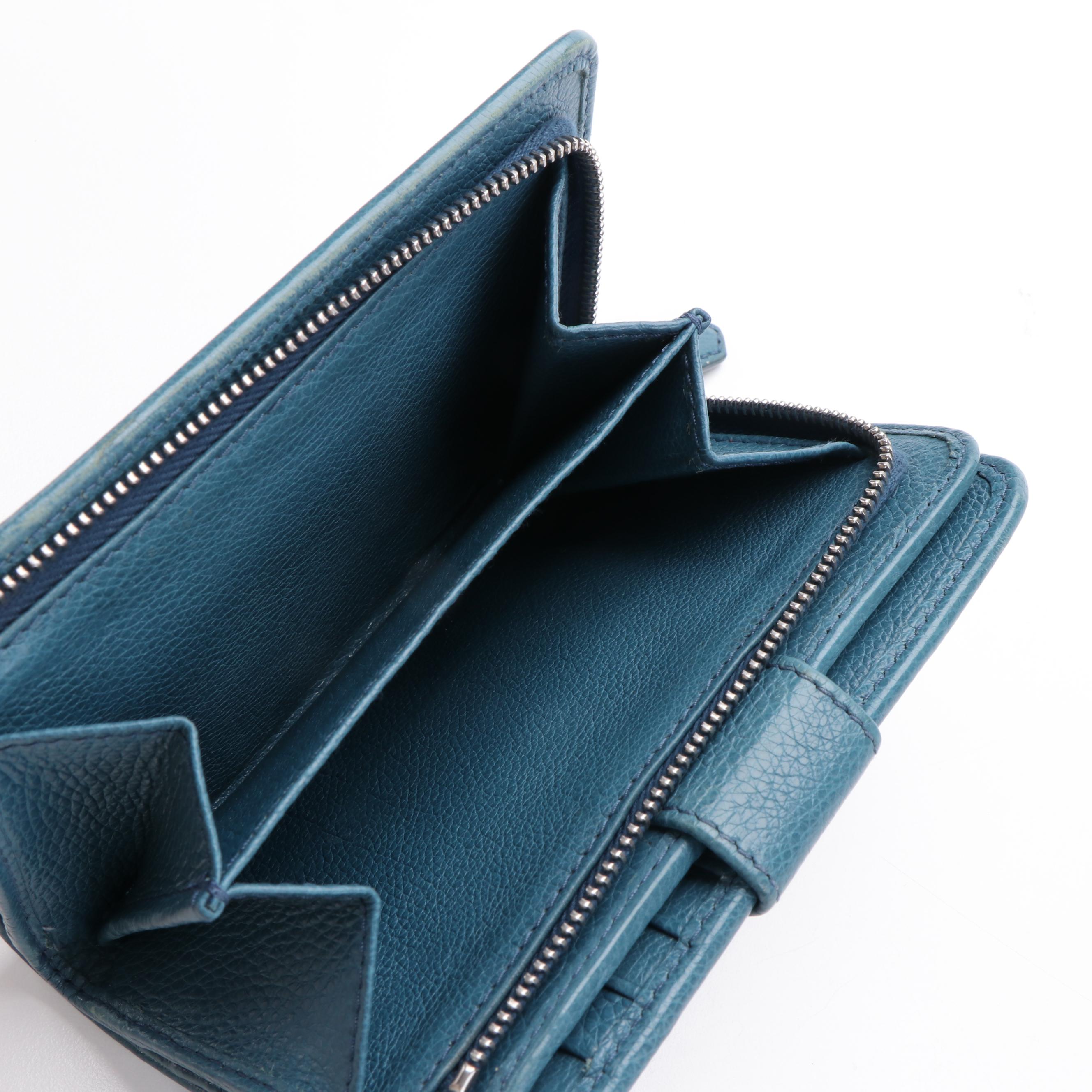 Prada French Wallet in Blue Leather