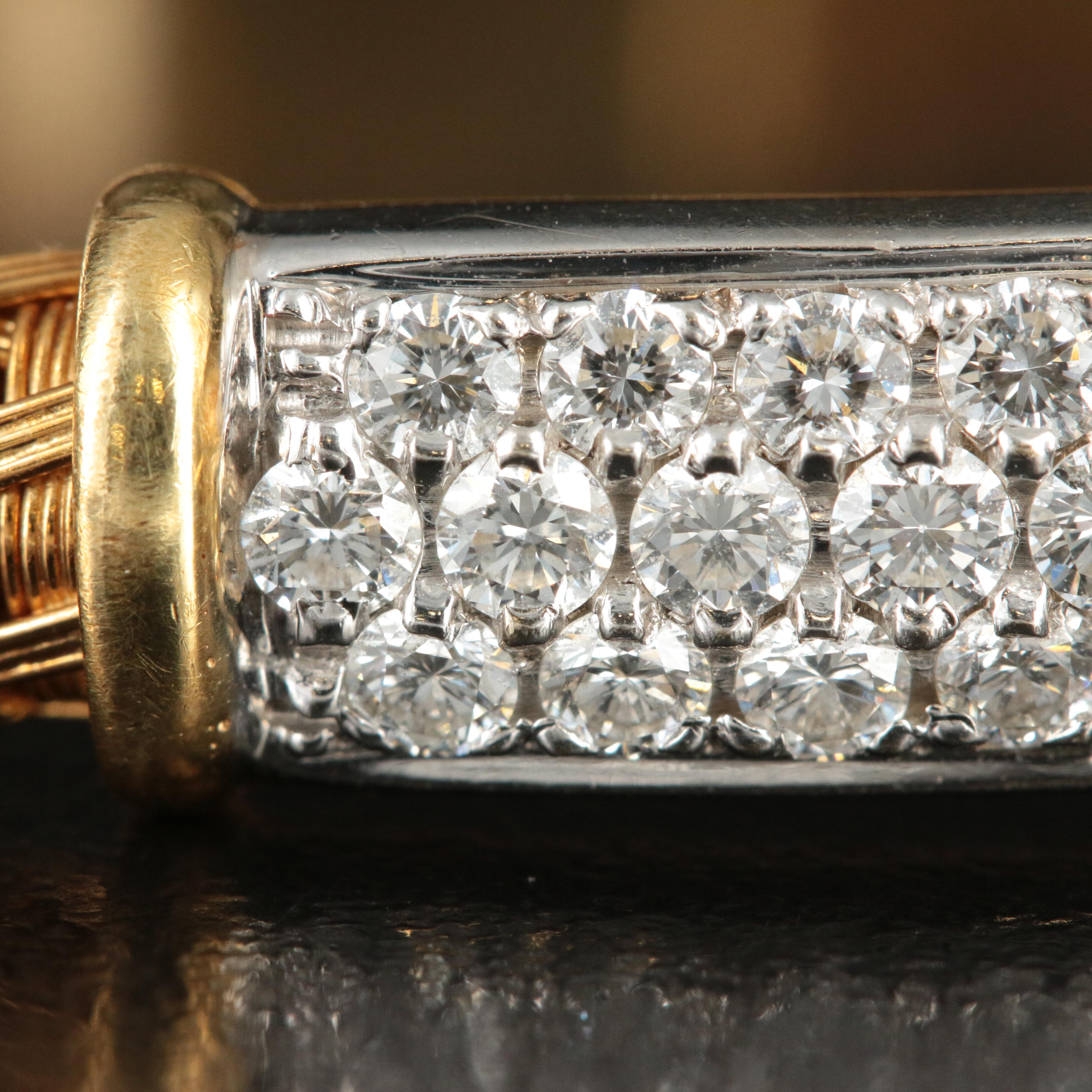 Roberto Coin "Silk Weave" 18K 2.01 CTW Diamond Bar Bracelet