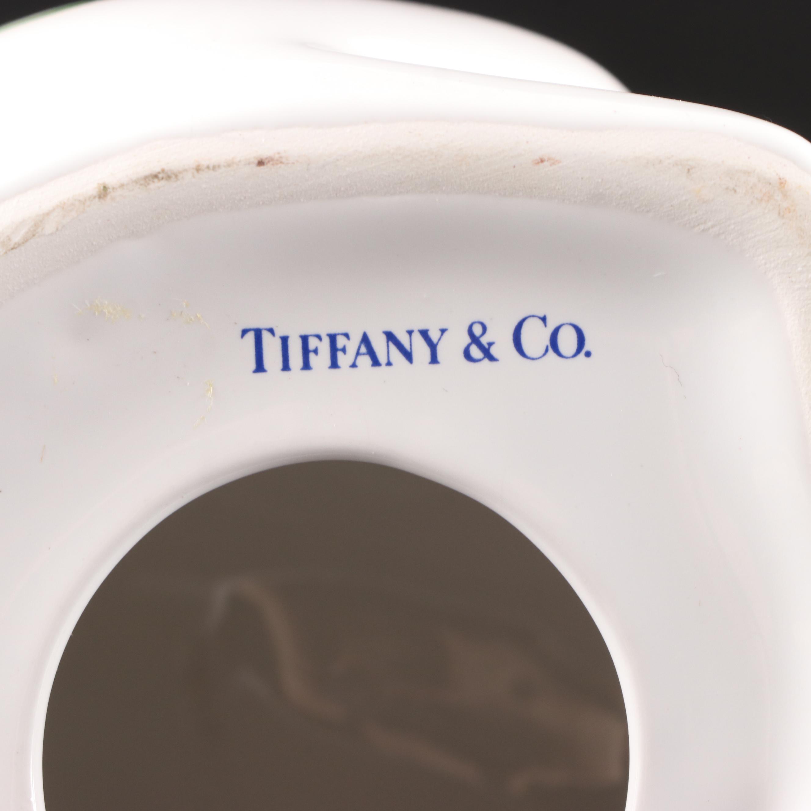 Tiffany & Co. Floral Porcelain Rabbit Figurines and Matching Vase