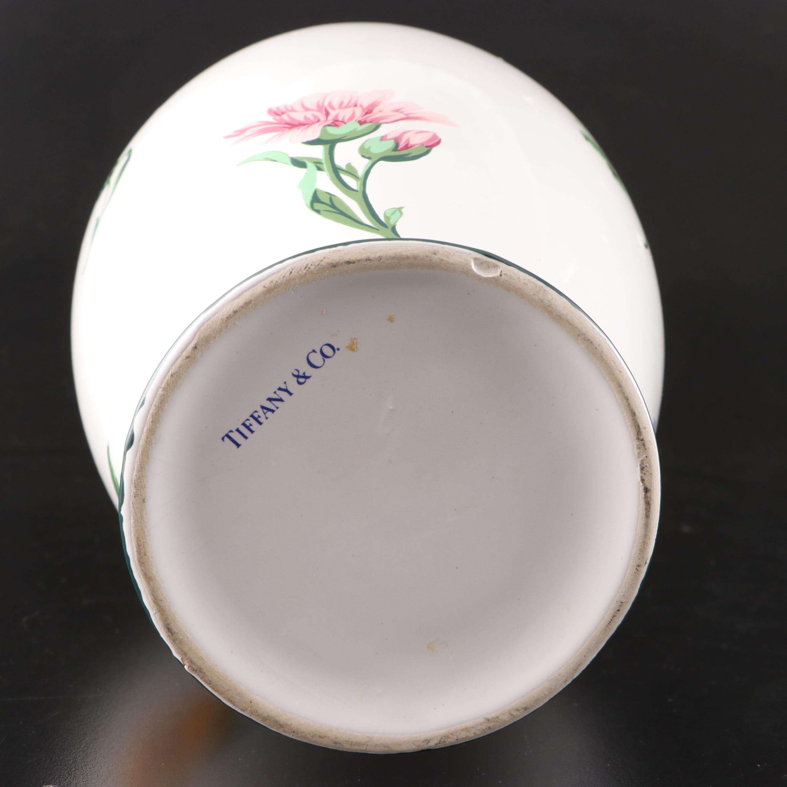 Tiffany & Co. Floral Porcelain Rabbit Figurines and Matching Vase