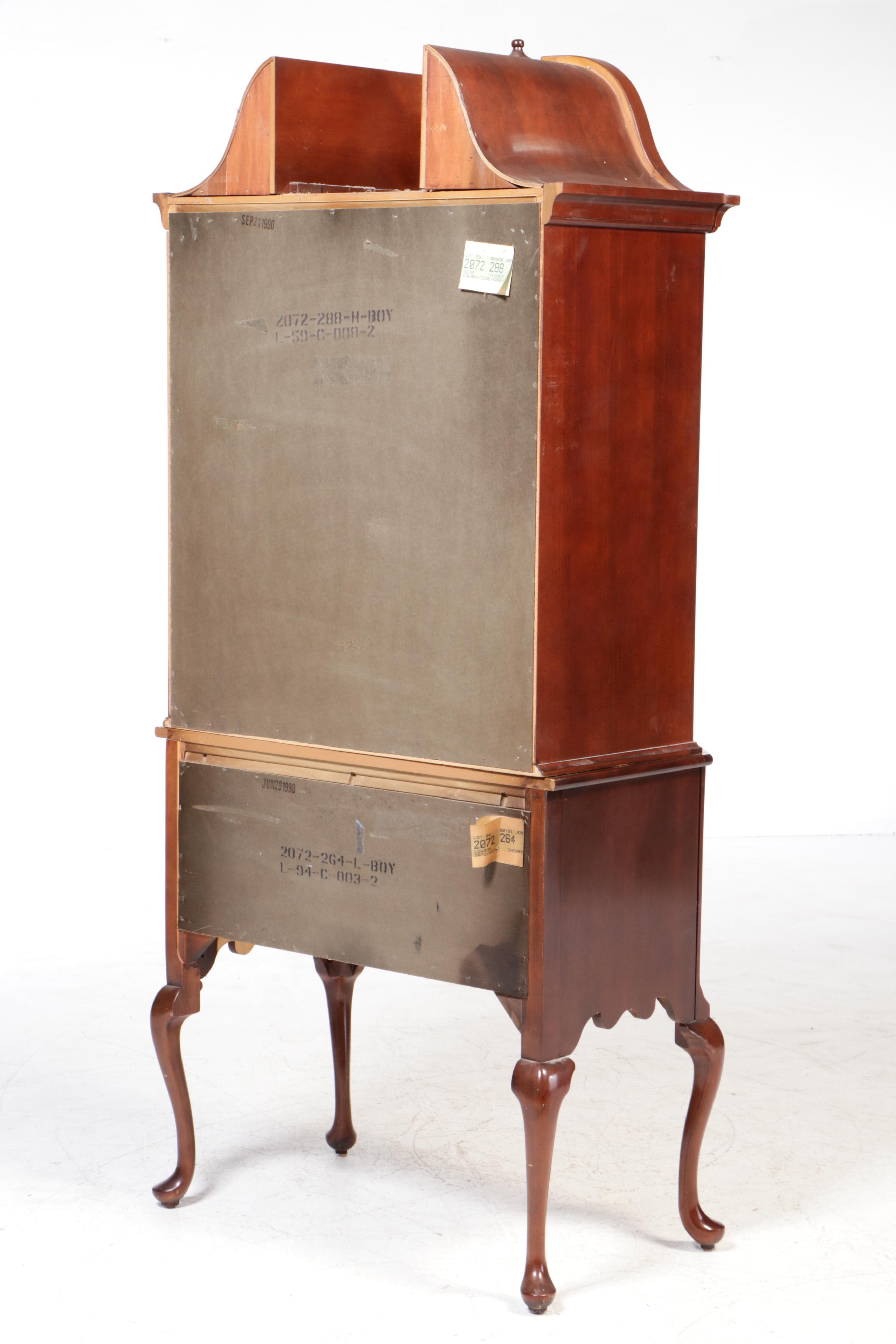 Bassett Queen Anne Style Cherrywood Highboy, Late 20th Century