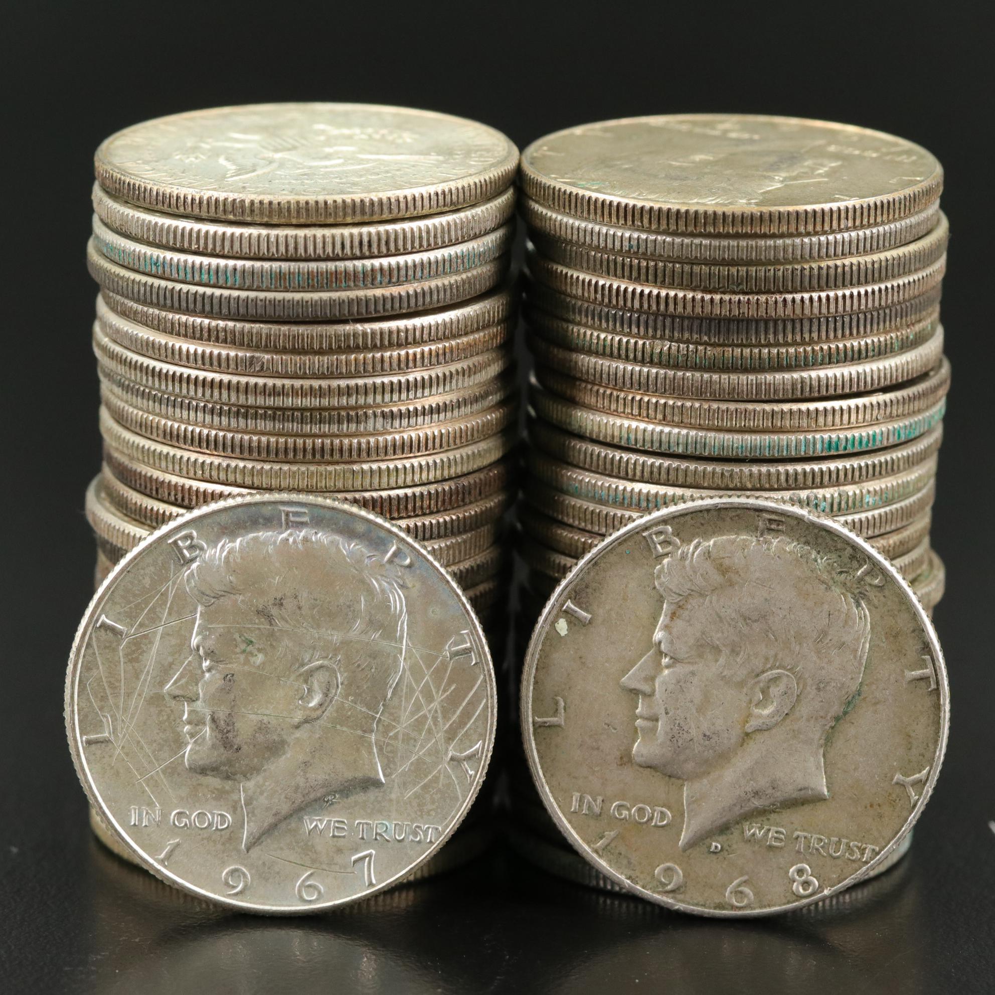 Fifty Kennedy Silver Clad Half Dollars