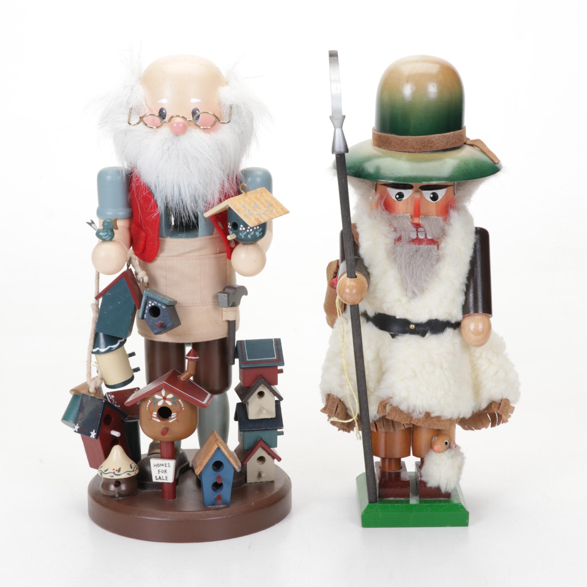 Zim's "Birdhouse Builder" Ltd Edition Nutcracker & Unmarked Steinbach Shepherd