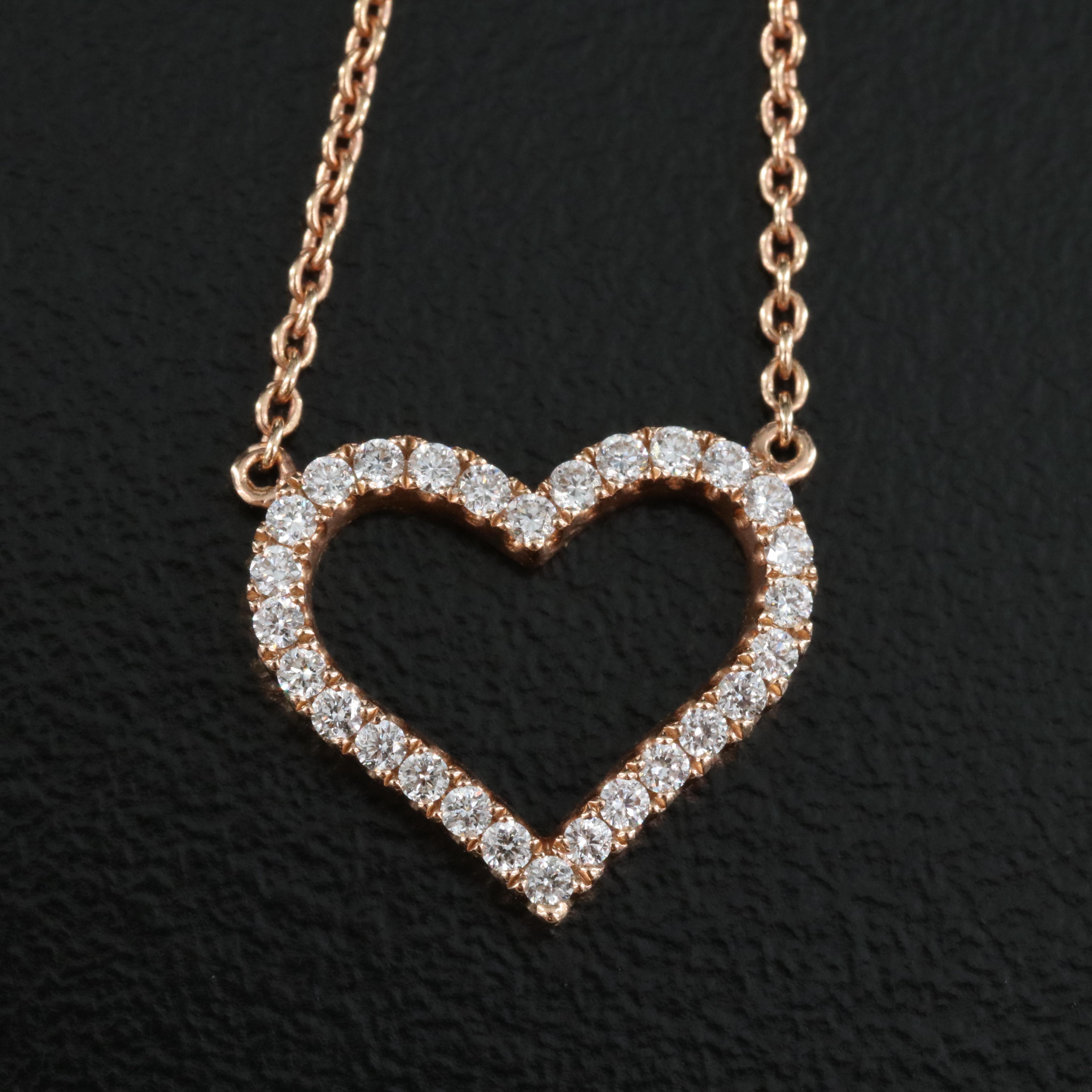 14K Rose Gold Heart Necklace