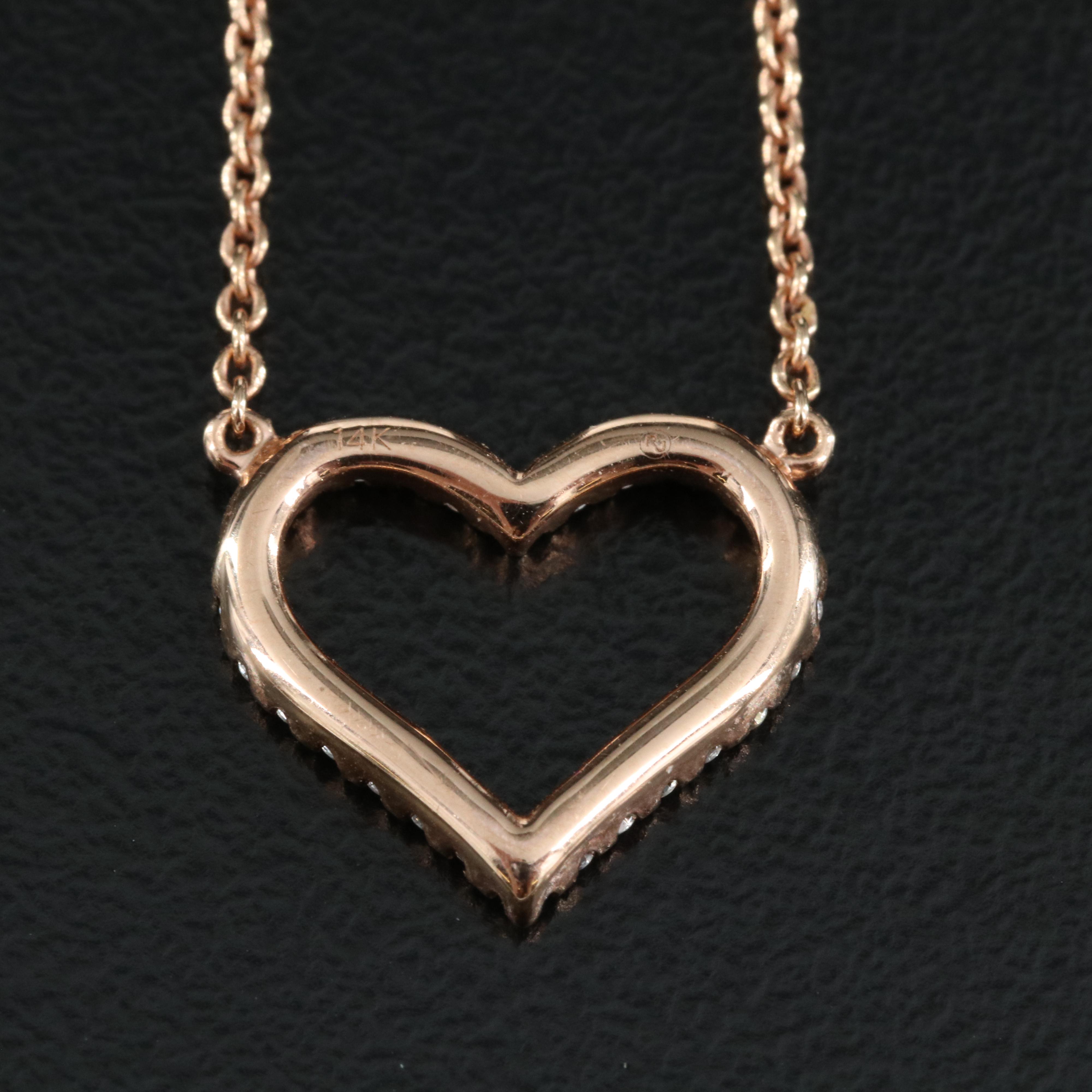 14K Rose Gold Heart Necklace