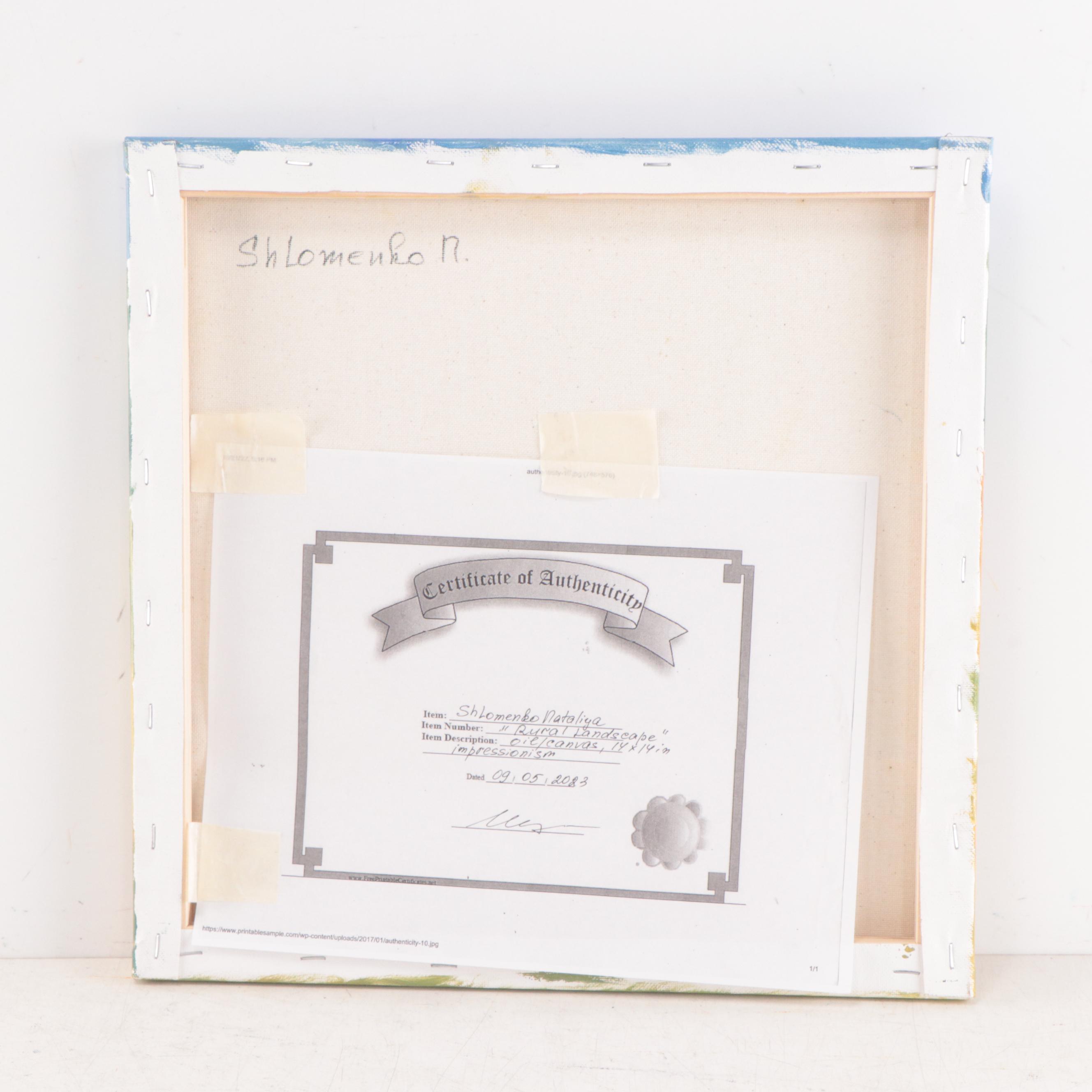 Nataliya Shlomenko Oil Painting "Rural Landscape," 2023