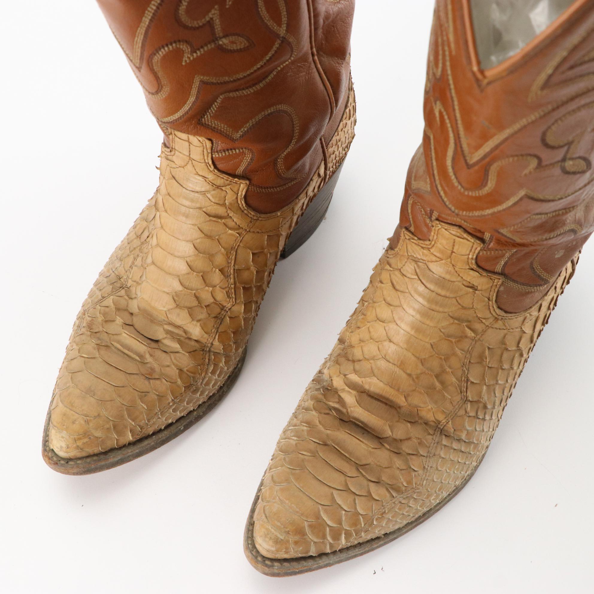 Dan Post Snakeskin and Leather Cowboy Boots