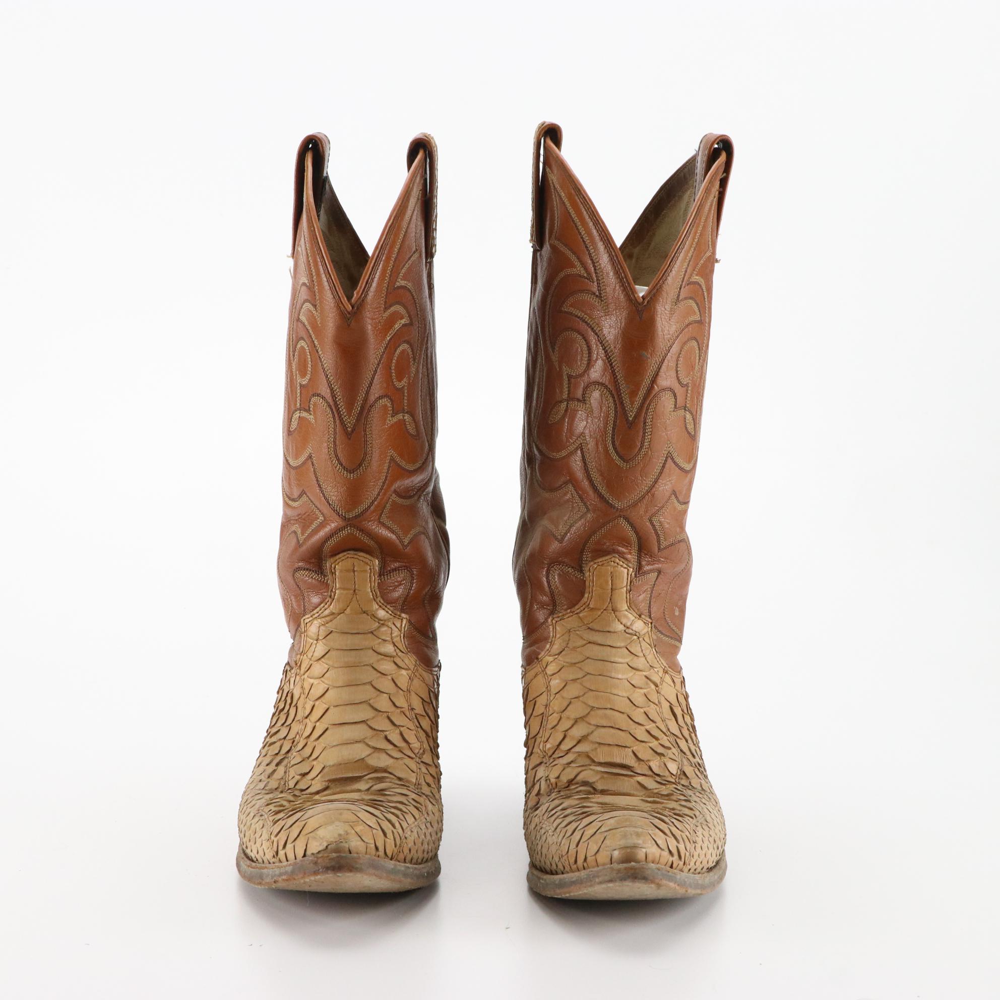 Dan Post Snakeskin and Leather Cowboy Boots