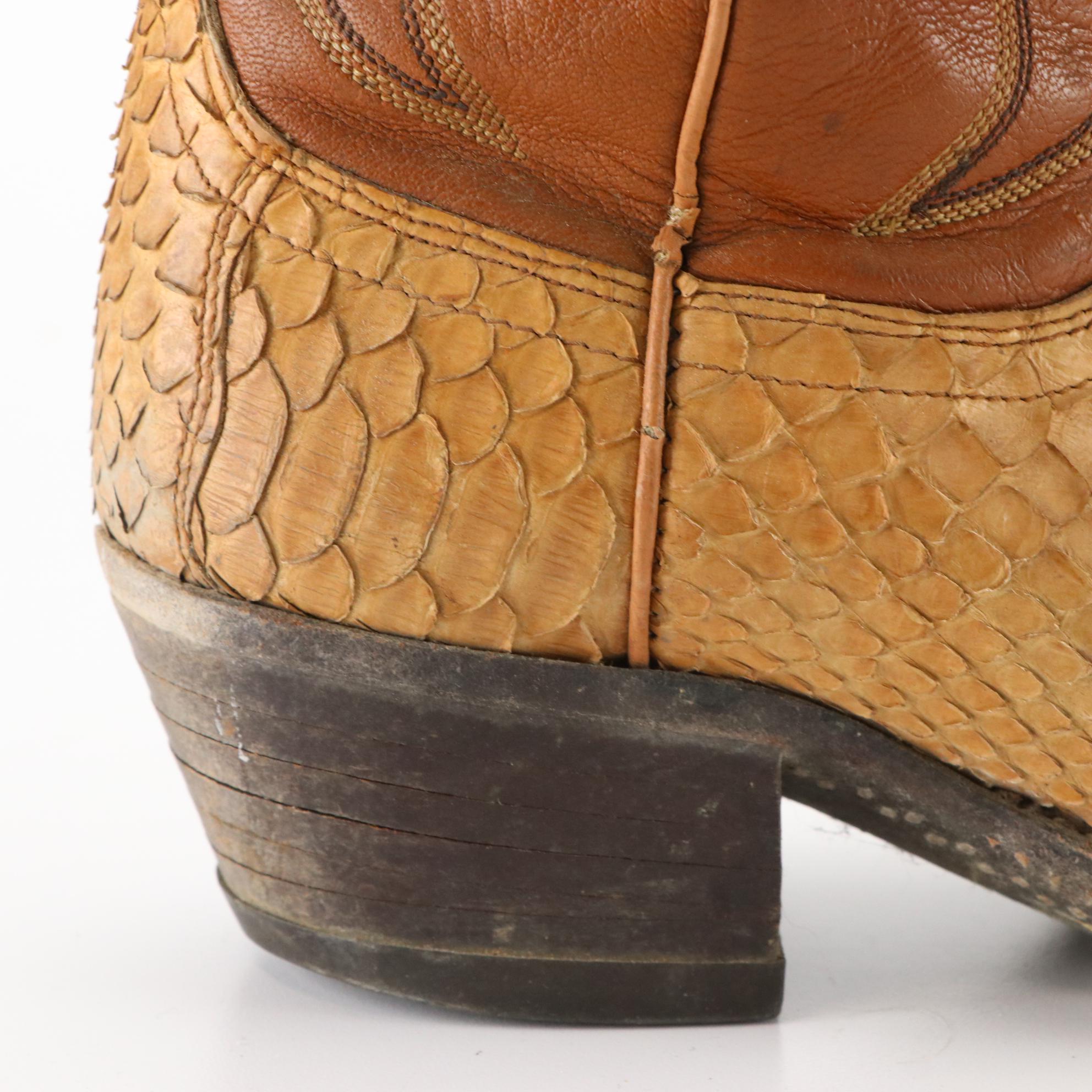 Dan Post Snakeskin and Leather Cowboy Boots