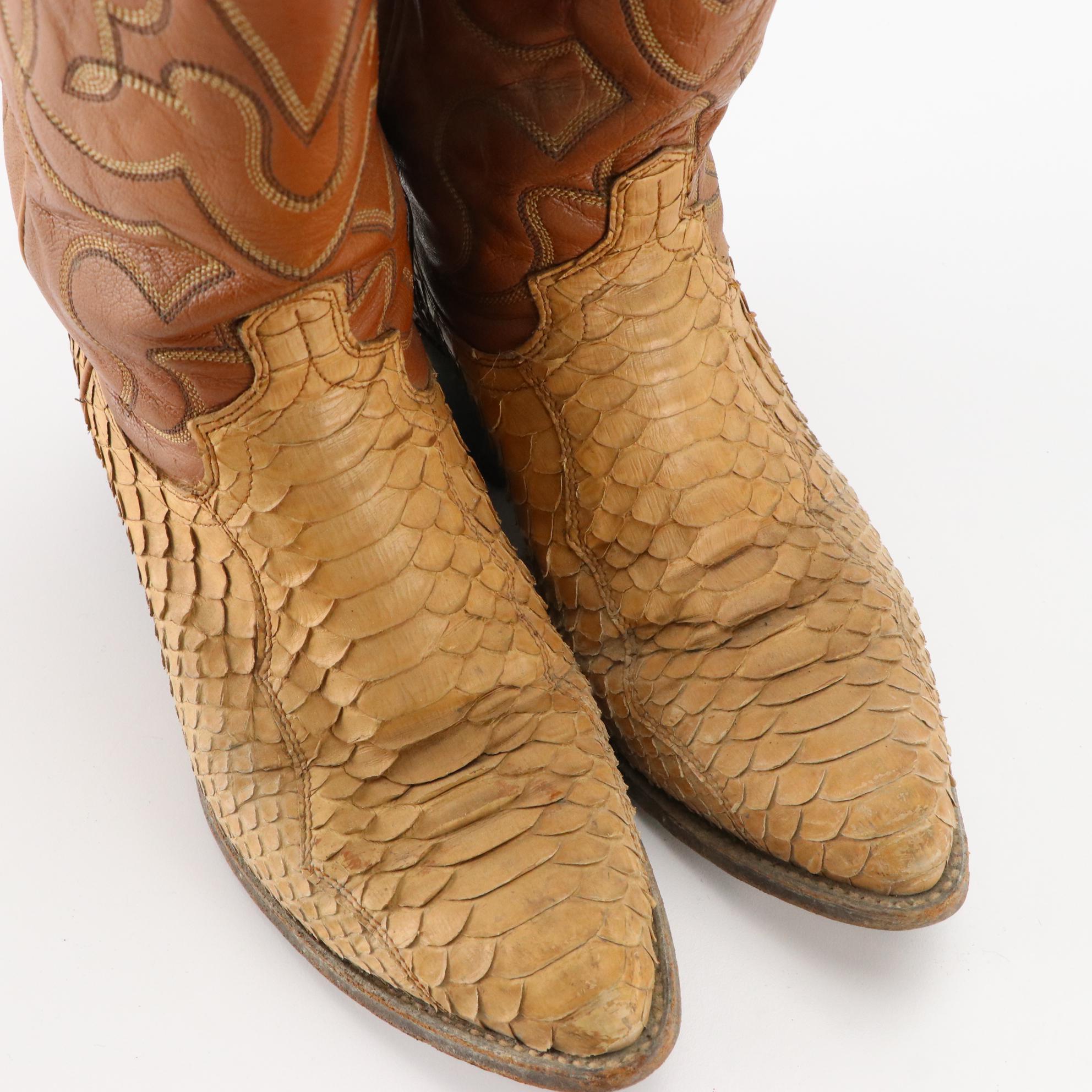 Dan Post Snakeskin and Leather Cowboy Boots