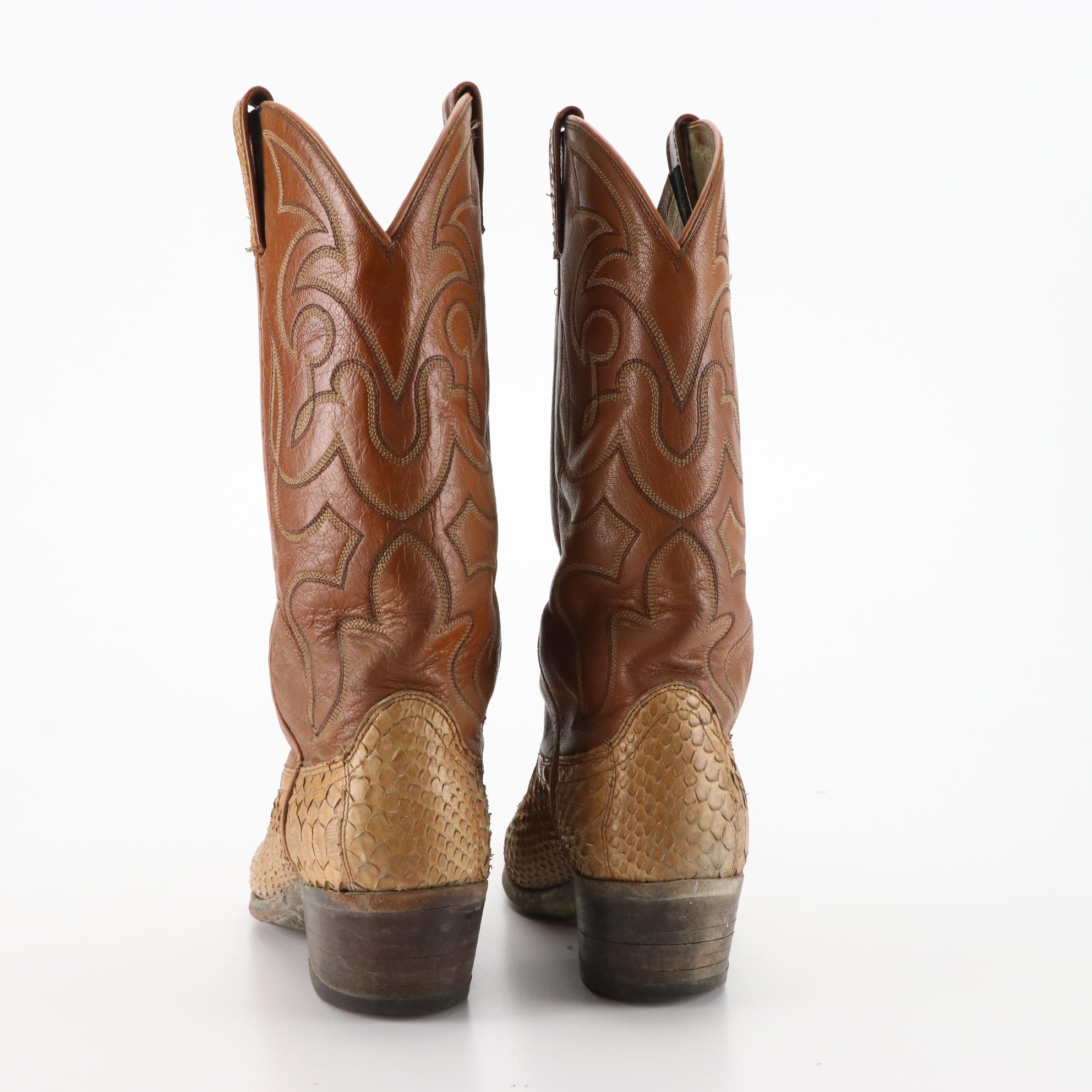 Dan Post Snakeskin and Leather Cowboy Boots