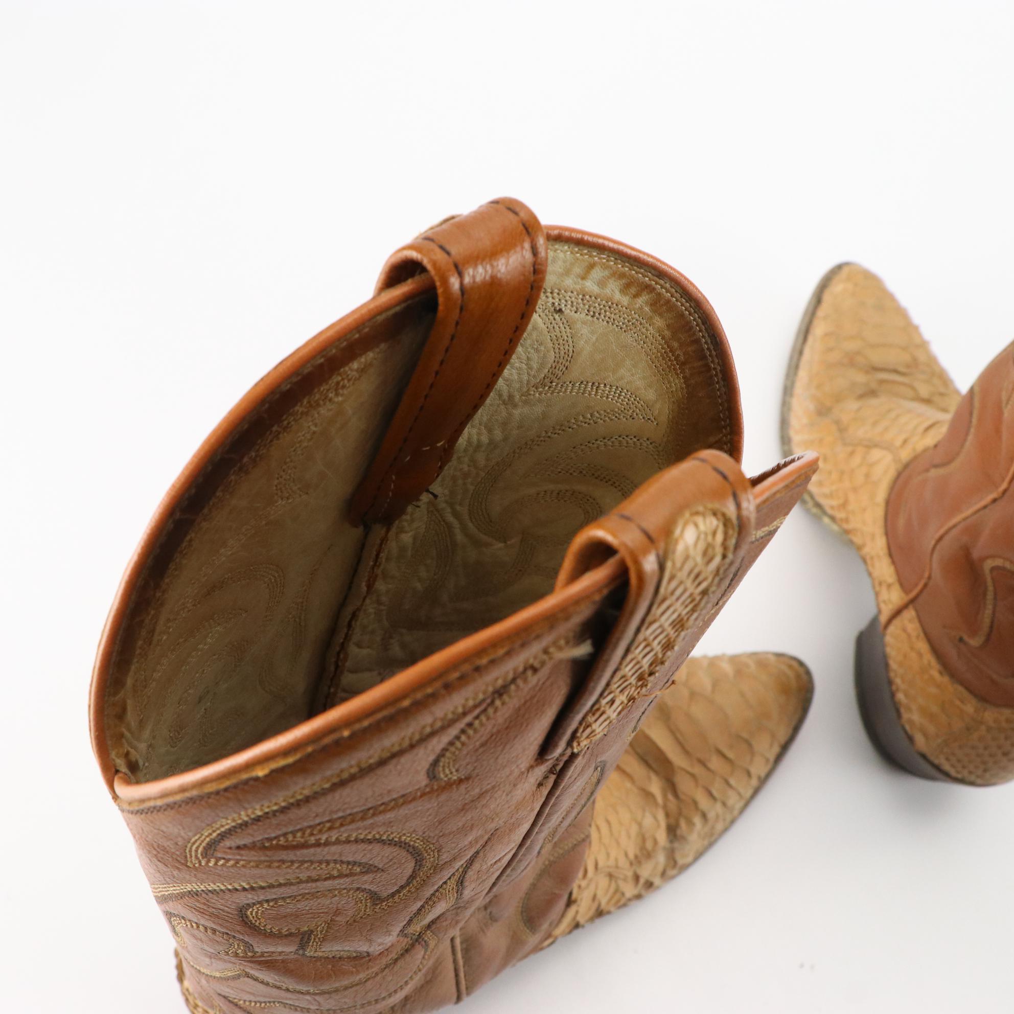 Dan Post Snakeskin and Leather Cowboy Boots