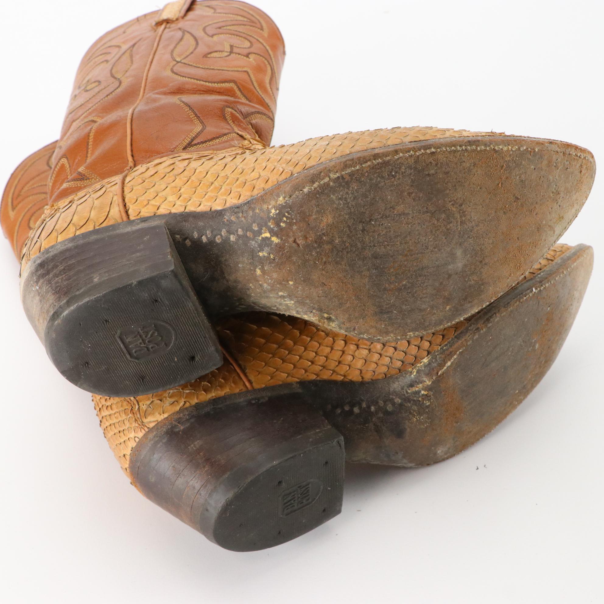 Dan Post Snakeskin and Leather Cowboy Boots