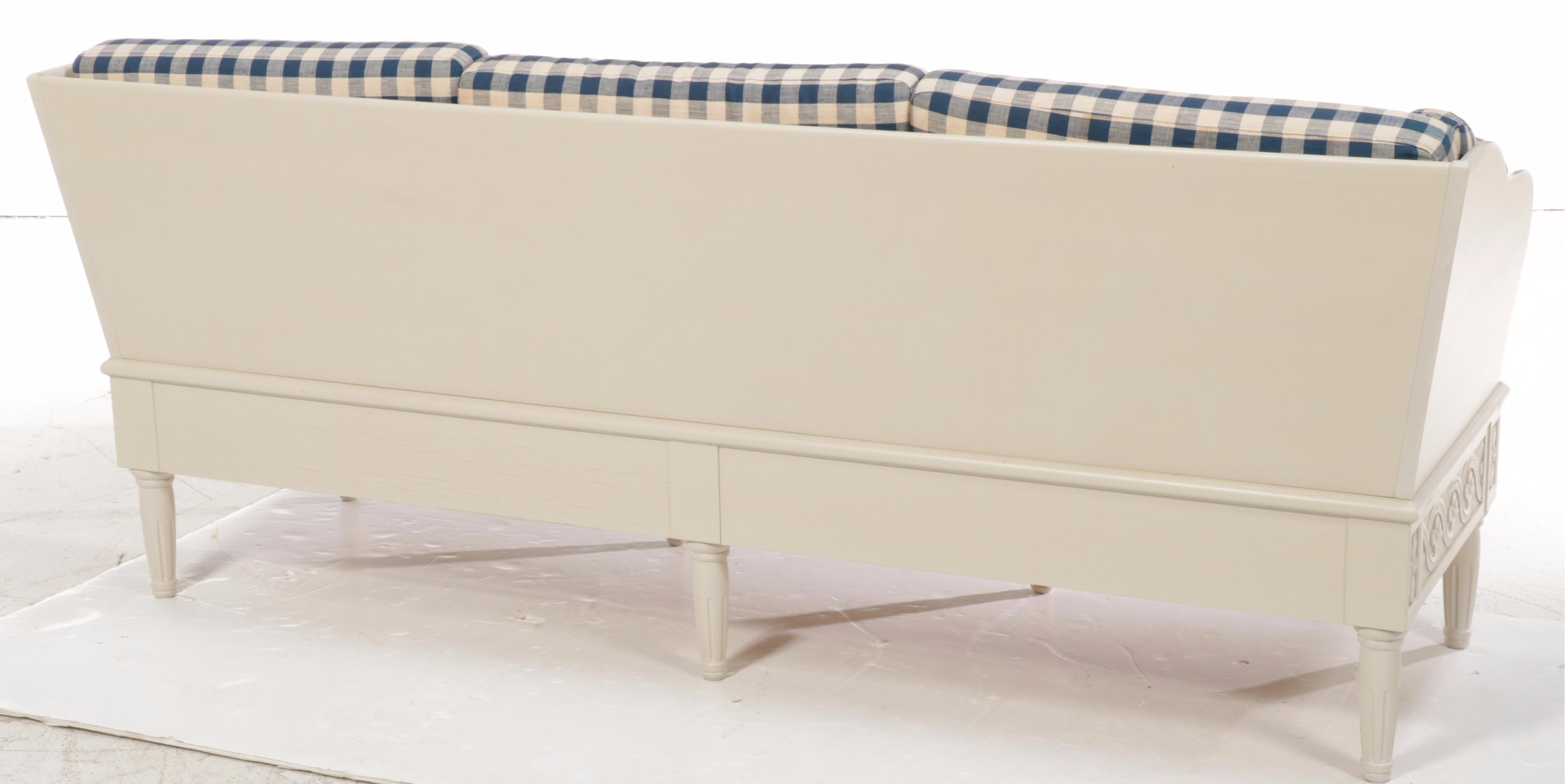 Custom-Upholstered Painted Wood-Framed Sofa