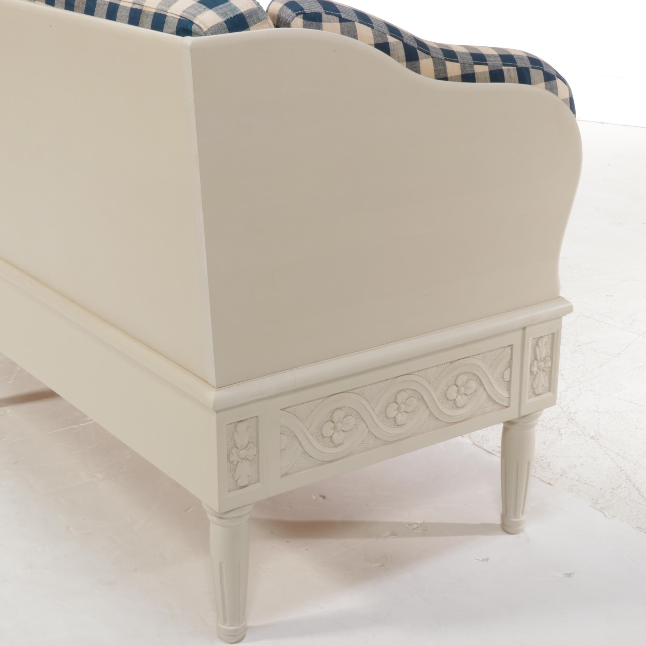 Custom-Upholstered Painted Wood-Framed Sofa