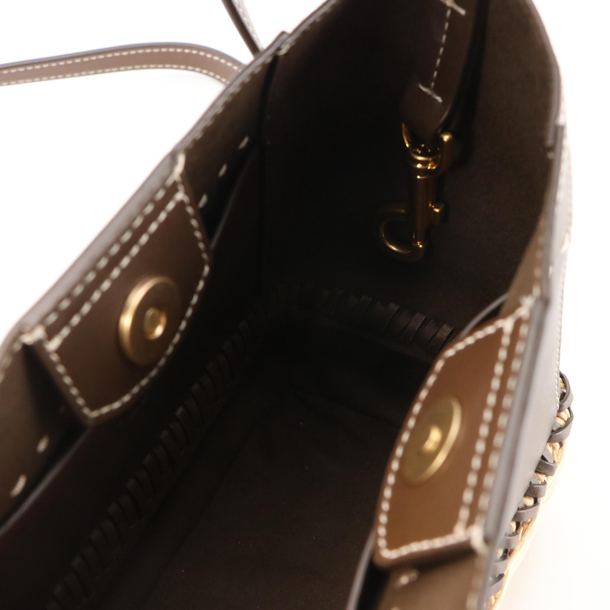 Tory Burch McGraw Wicker Small Hobo Bag in Cold Brew Brown Leather