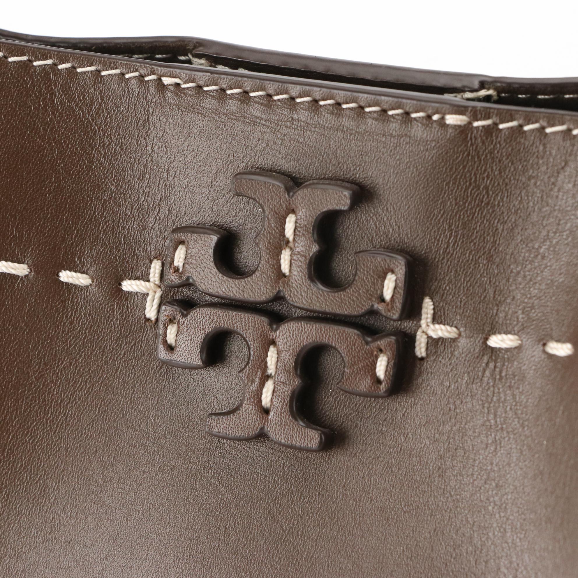 Tory Burch McGraw Wicker Small Hobo Bag in Cold Brew Brown Leather