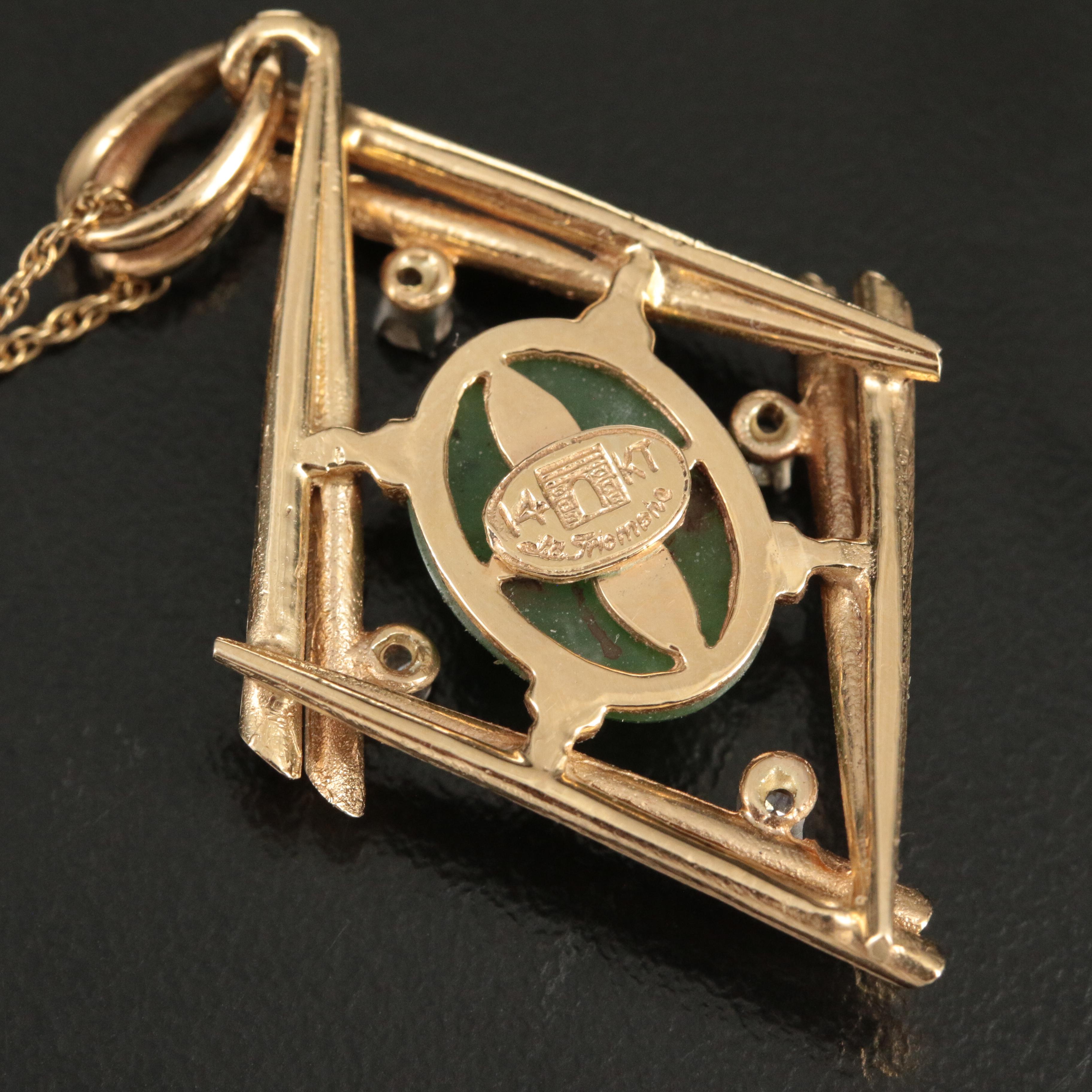 Astoria Jewelry "La Triomphe" 14K Nephrite and  Necklace