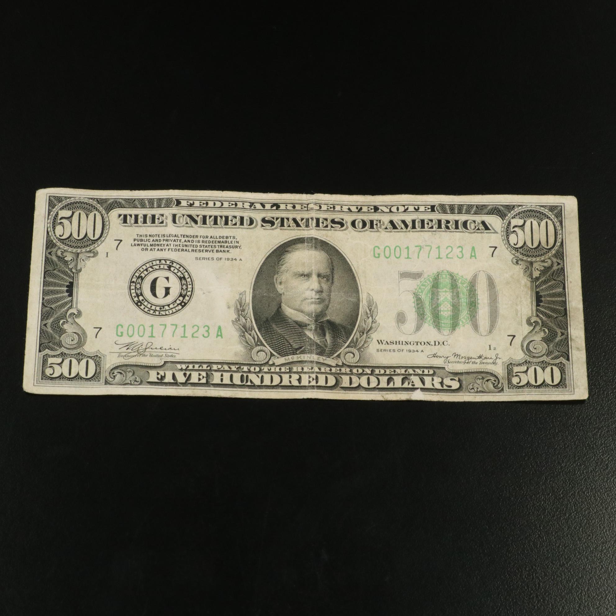 Series of 1934 A $500 Federal Reserve Note