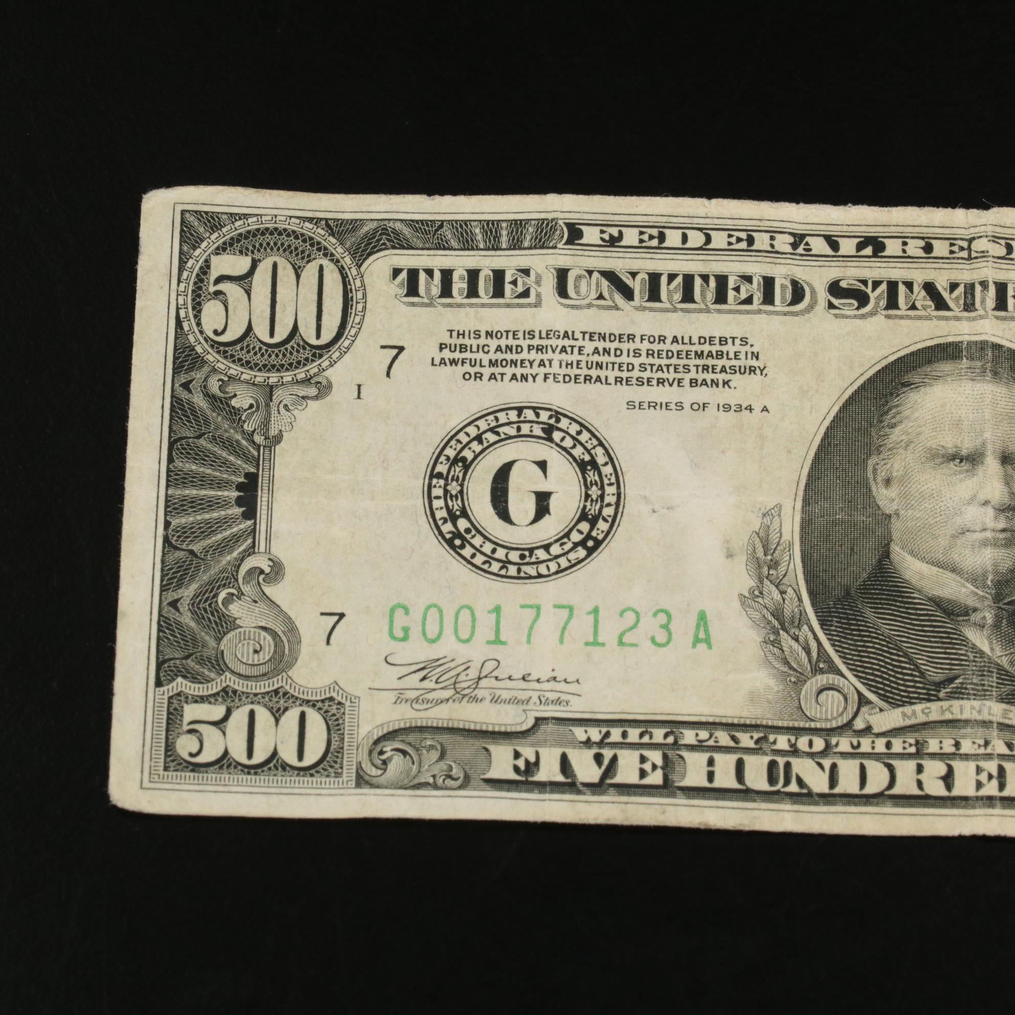 Series of 1934 A $500 Federal Reserve Note
