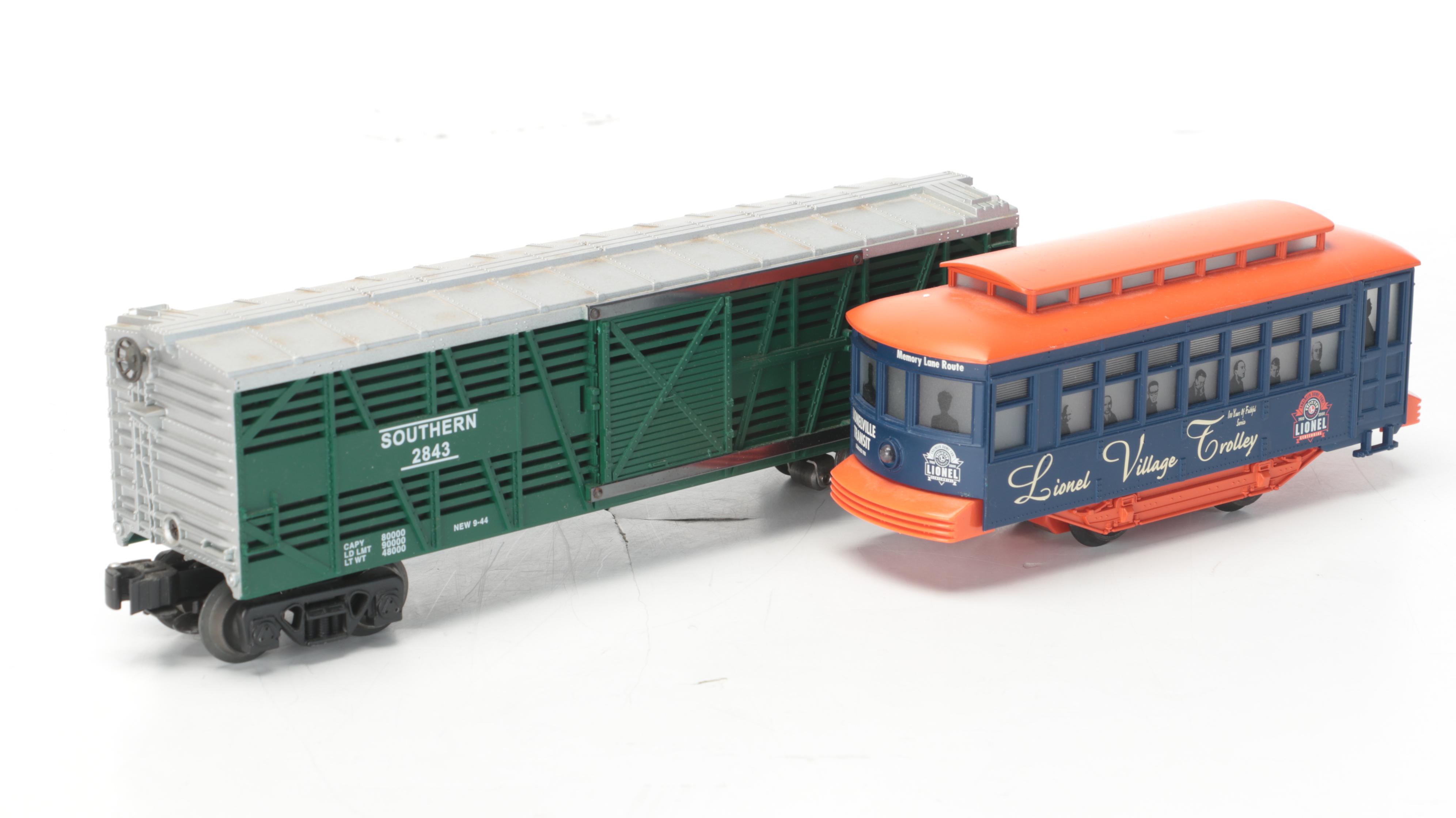 Lionel Train Set with Christmas Car, Rail King Steel Arch Bridge, Track and More