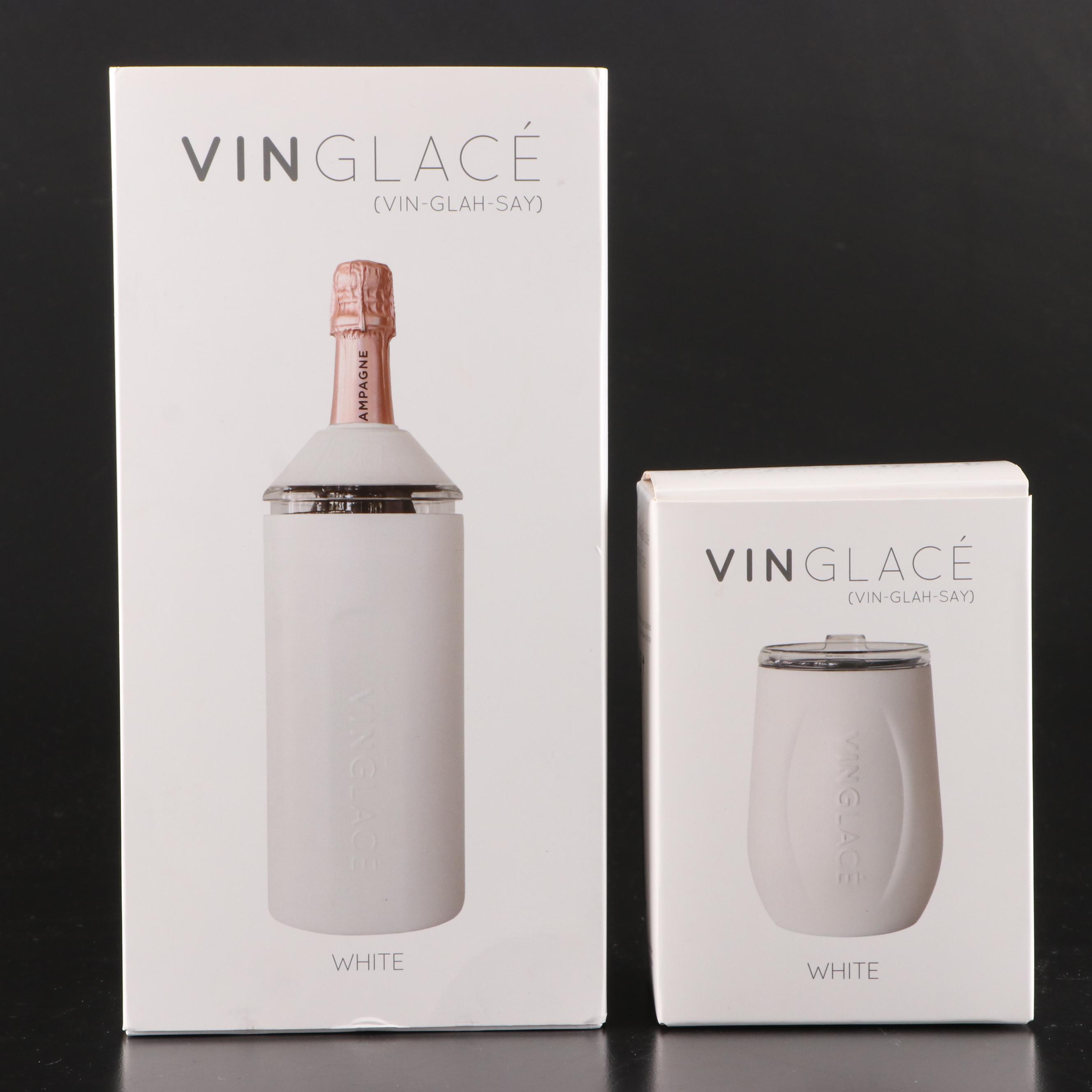 Vinglacé Golfer Design White Stainless Steel Wine Chiller and Glass