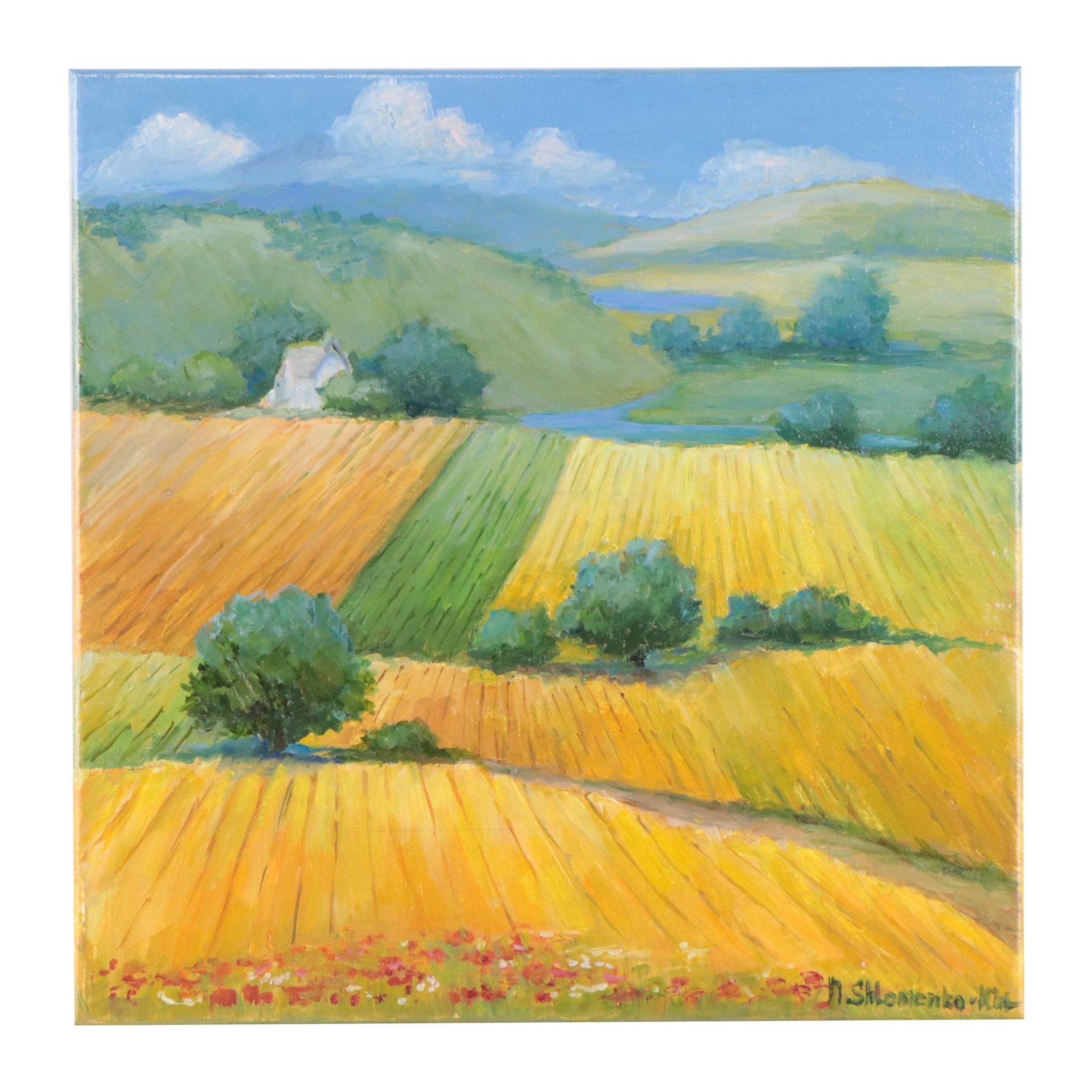 Nataliya Shlomenko Oil Painting "Rural Landscape," 2023