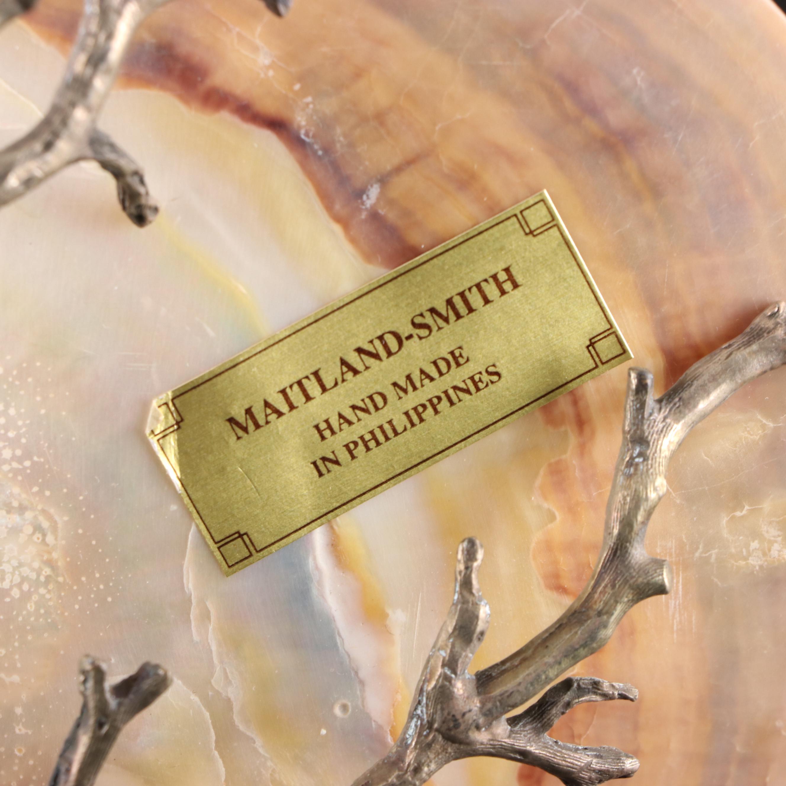 Maitland-Smith Polished Clam Shell and Metal Decorative Dish