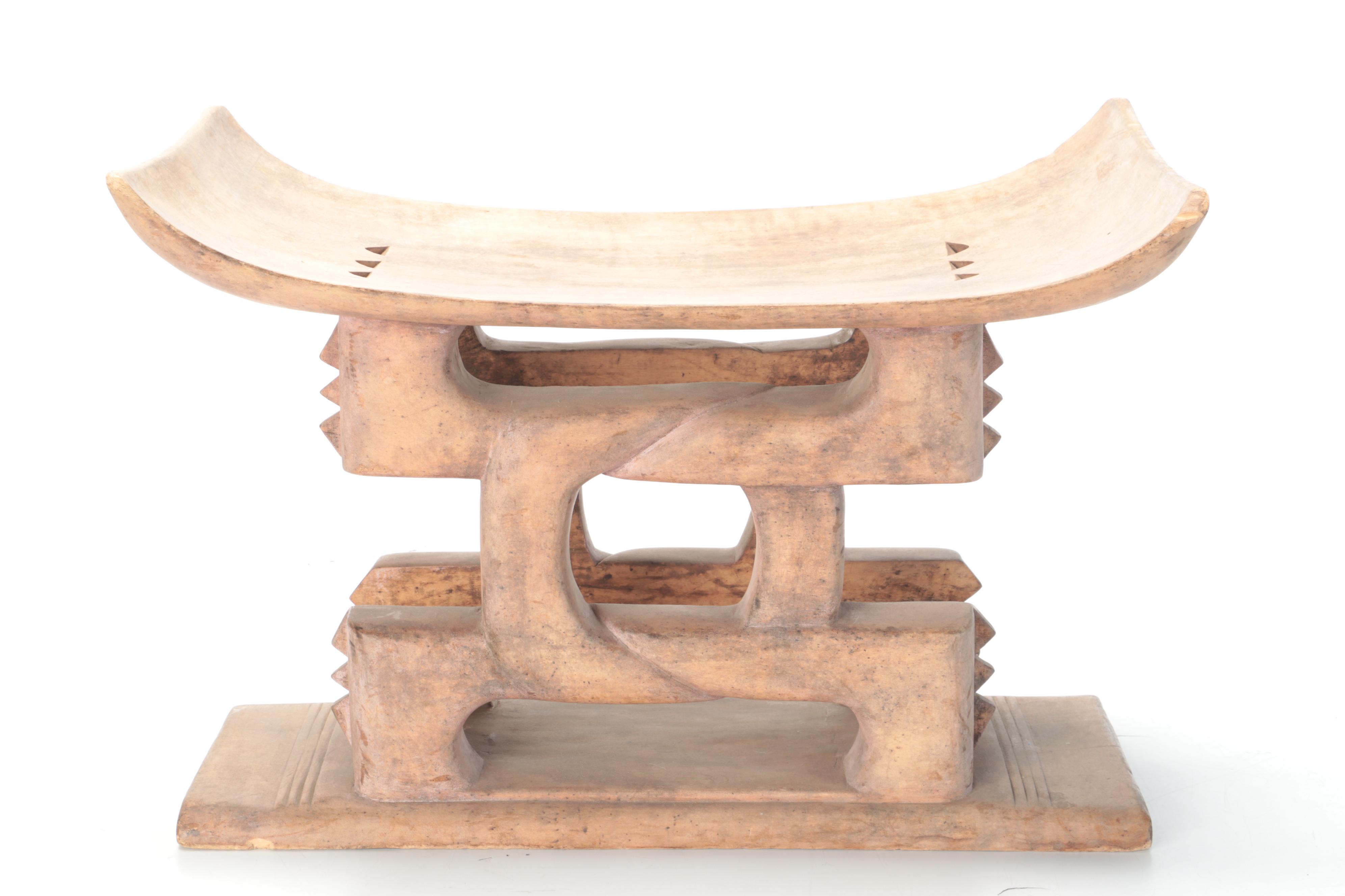 Ashanti Carved Wooden Footstool, 20th Century